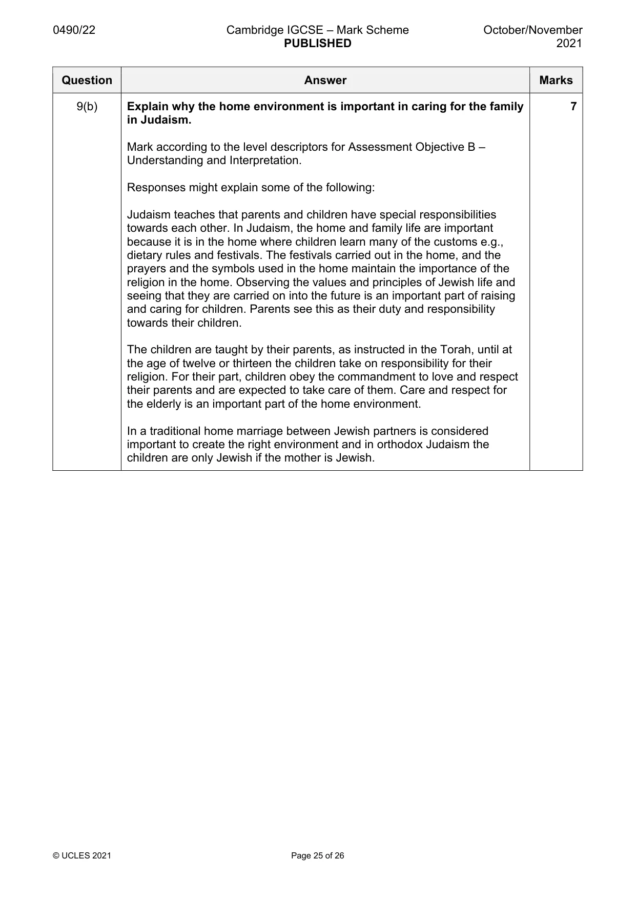 Mark scheme, page 25 of 26