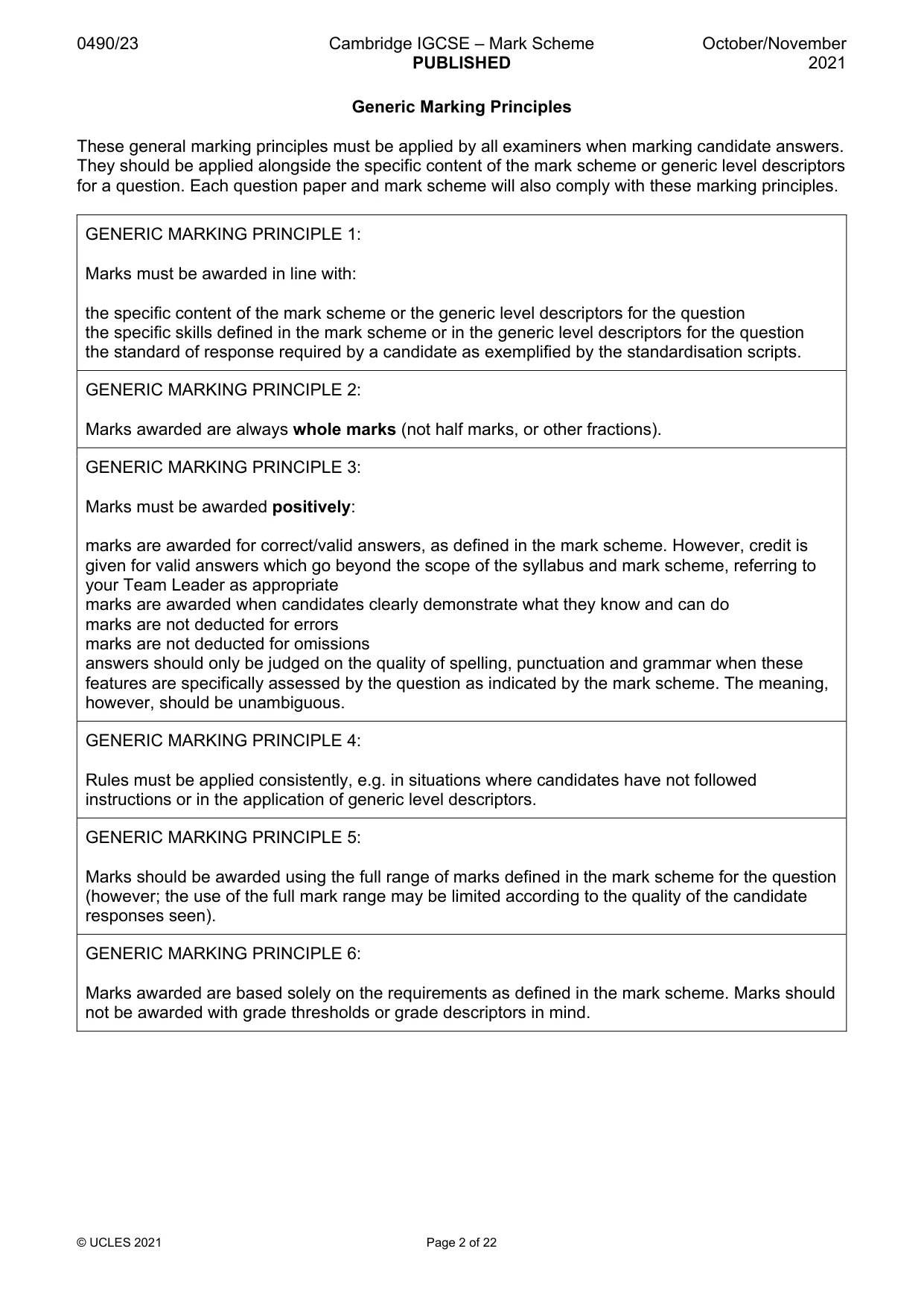 Mark scheme, page 2 of 22