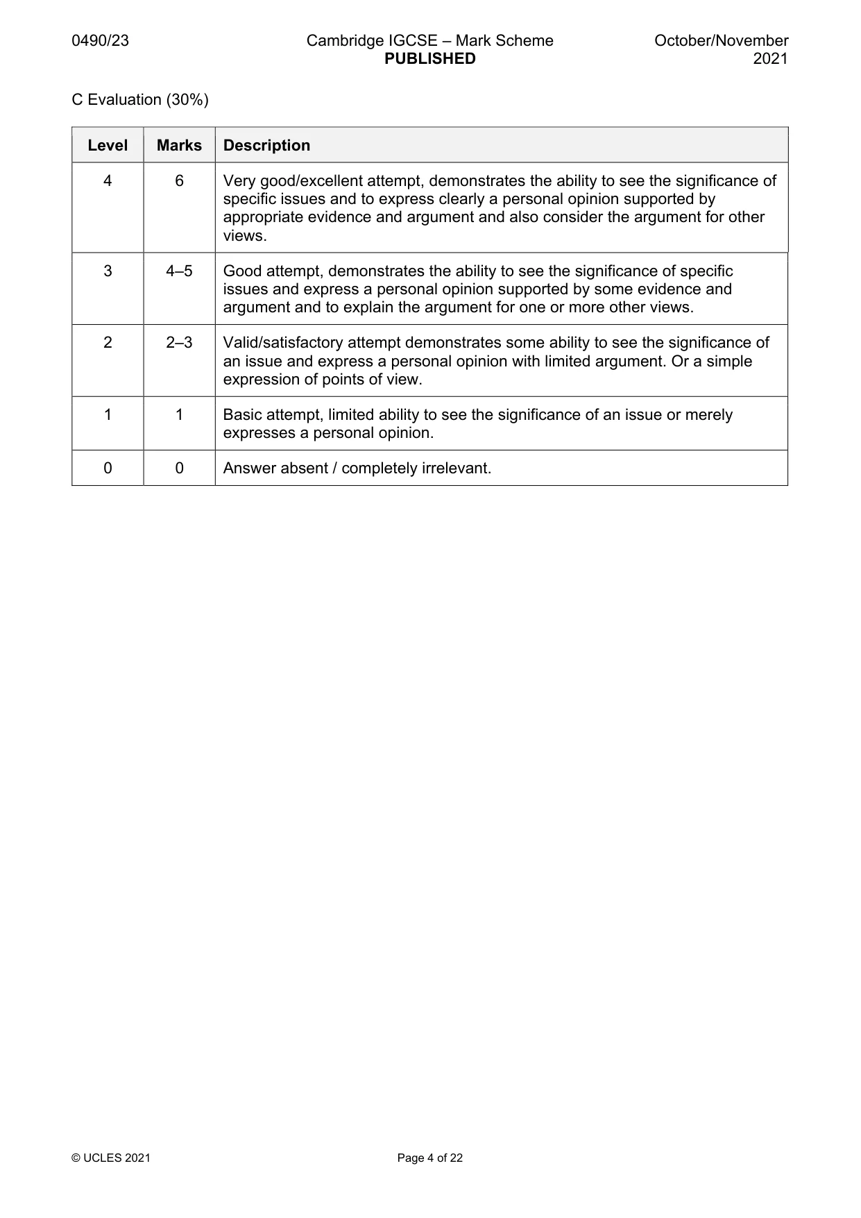 Mark scheme, page 4 of 22