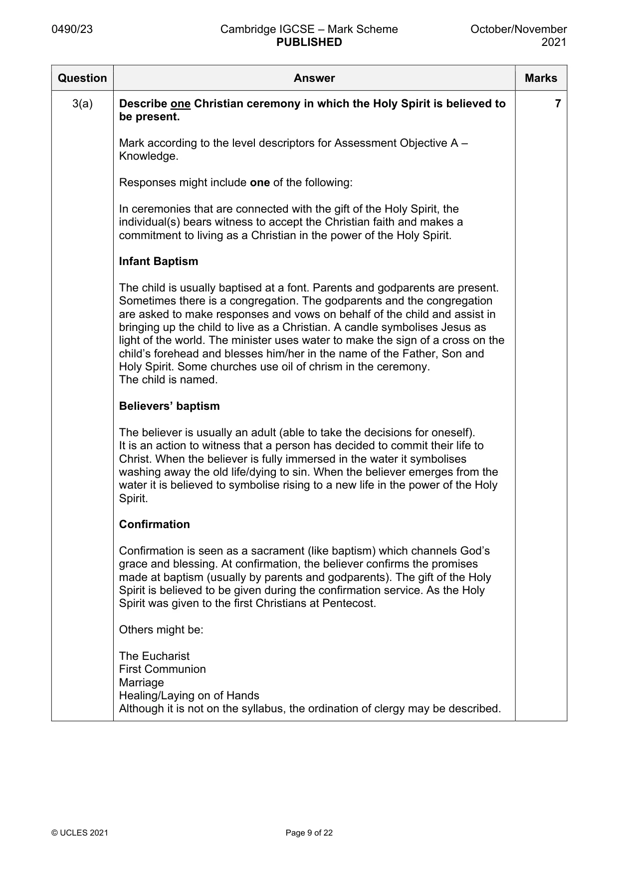 Mark scheme, page 9 of 22