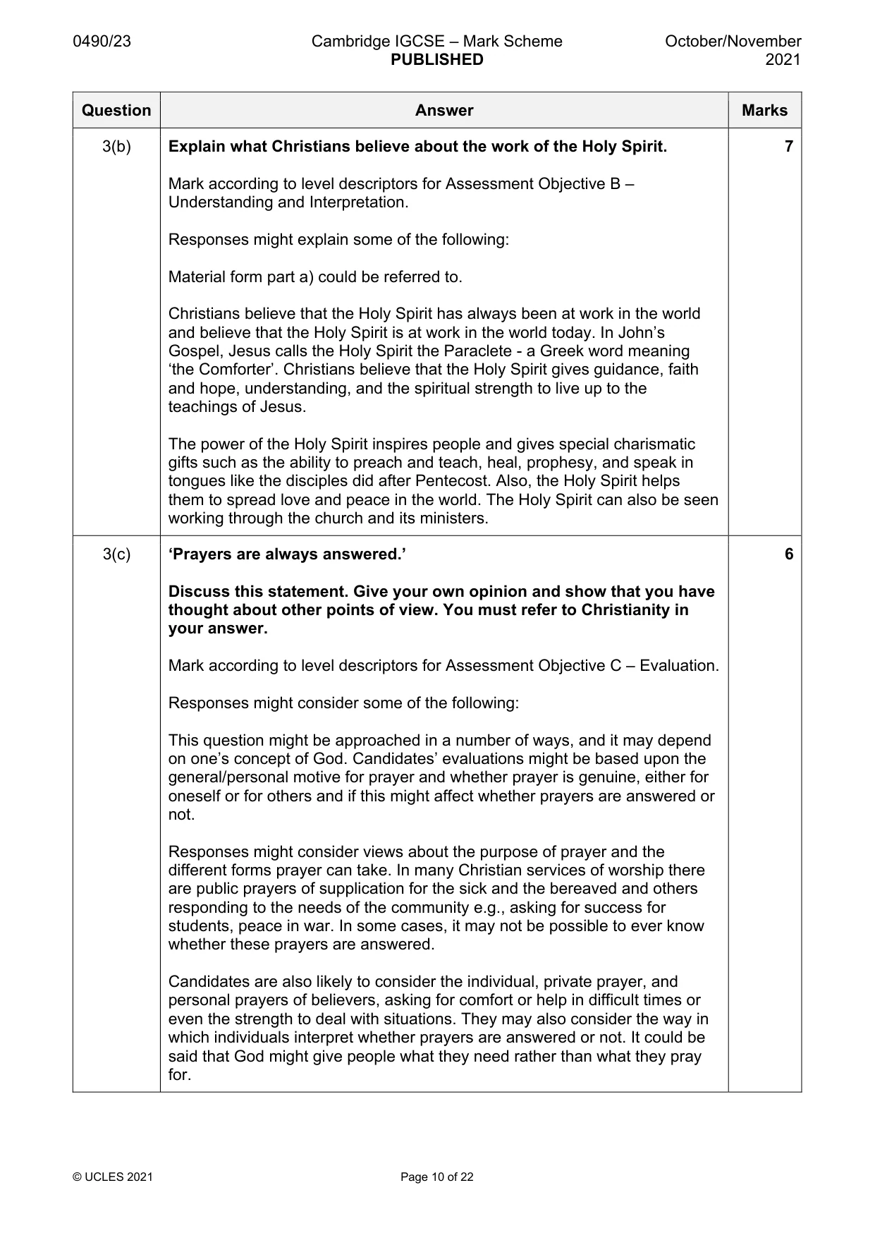Mark scheme, page 10 of 22