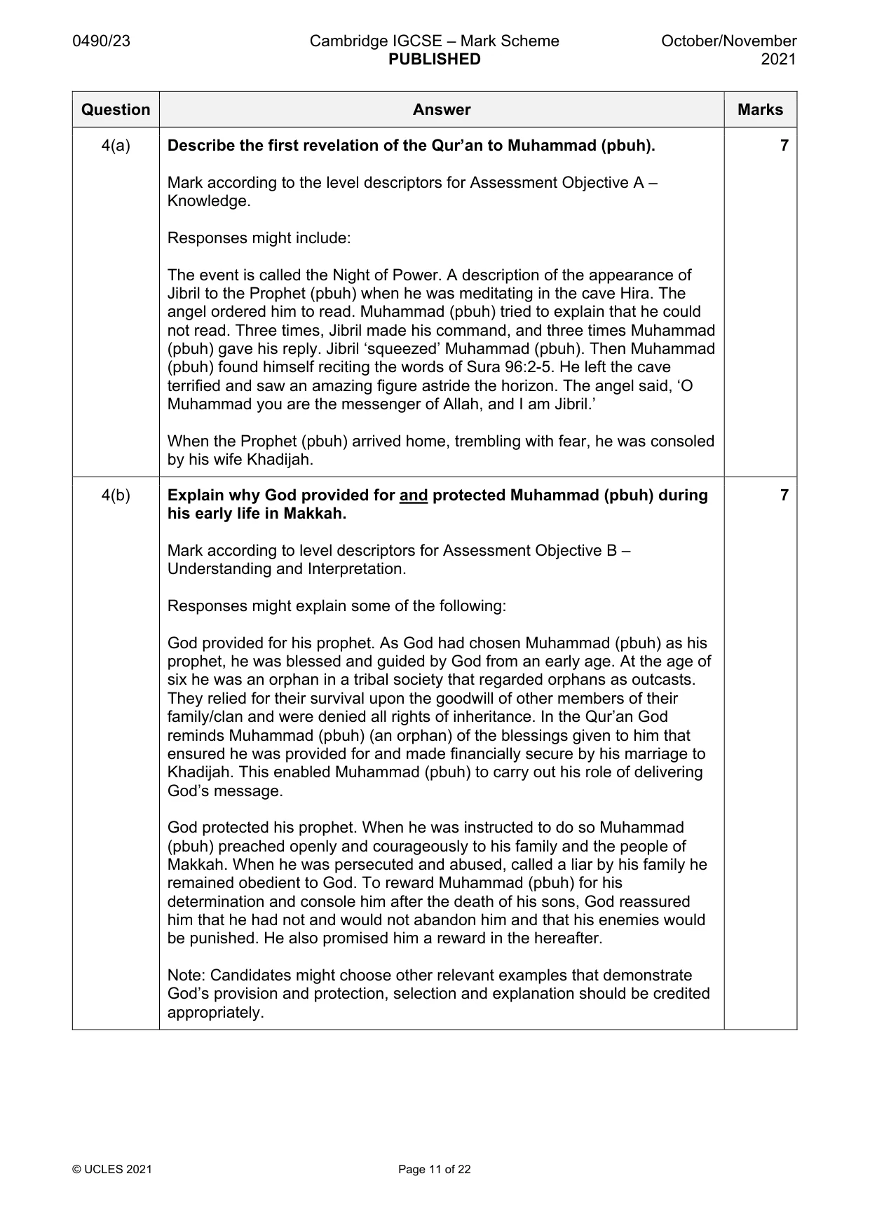 Mark scheme, page 11 of 22