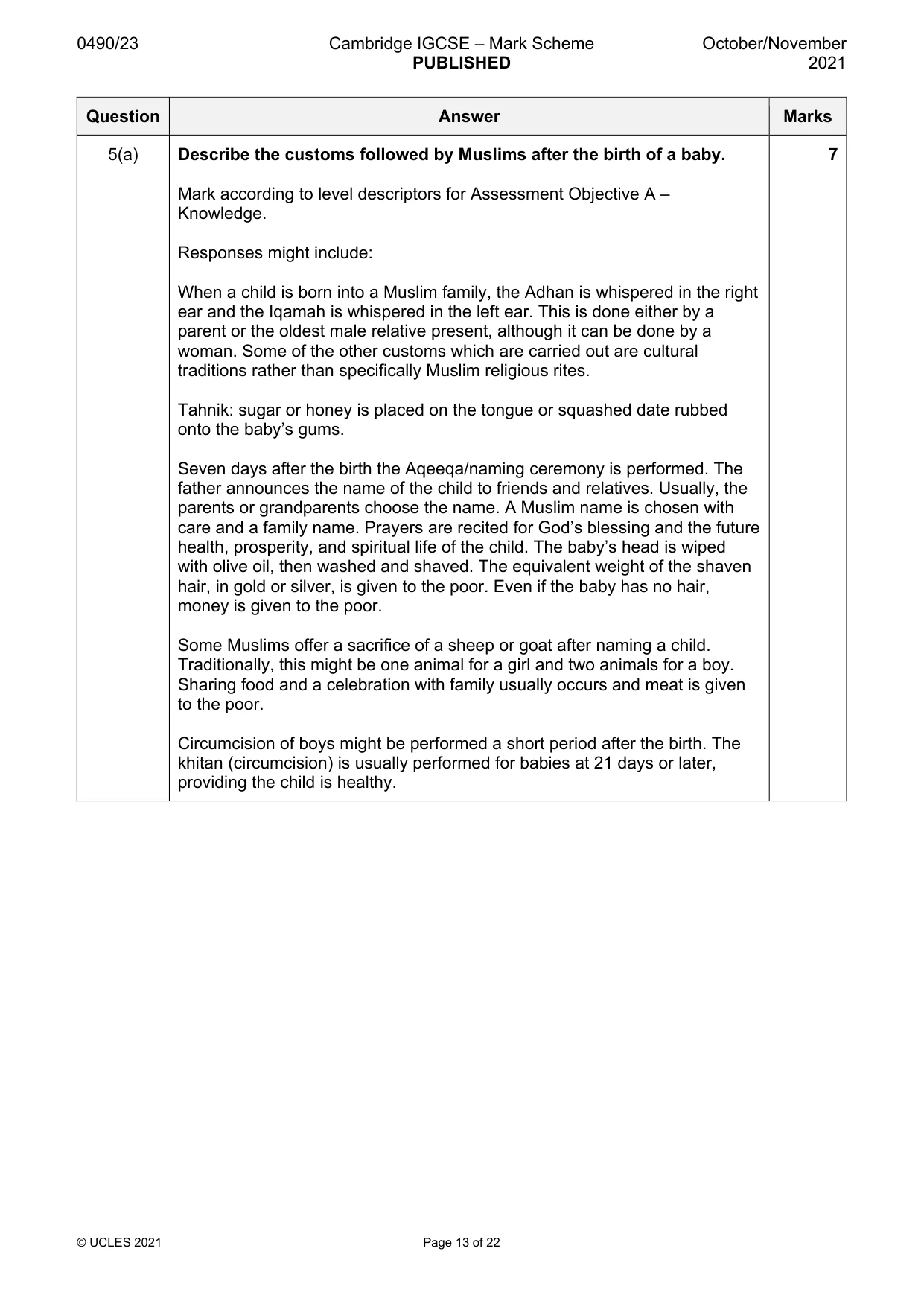 Mark scheme, page 13 of 22