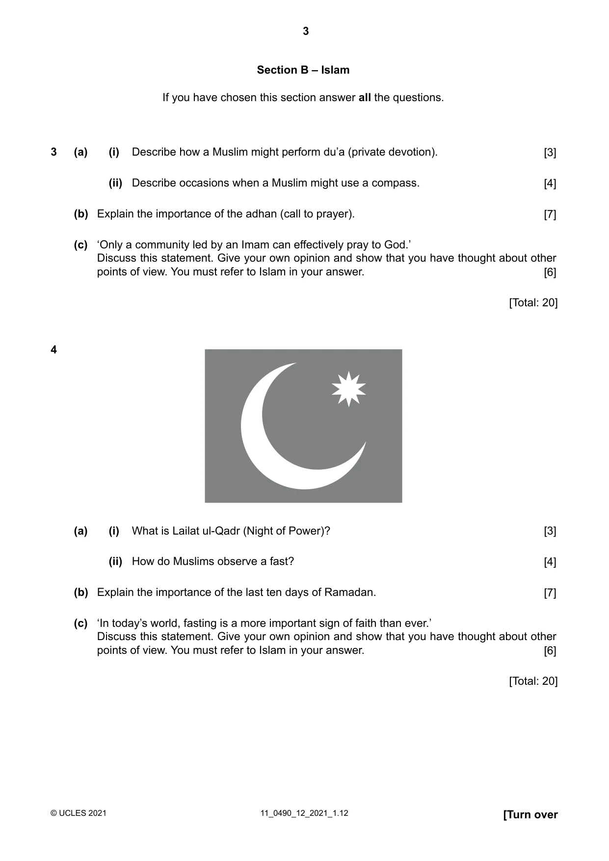 Cambridge IGCSE Religious Studies 0490 2021 Oct/Nov Paper 1 · Variant 2 question paper, page 3 of 8
