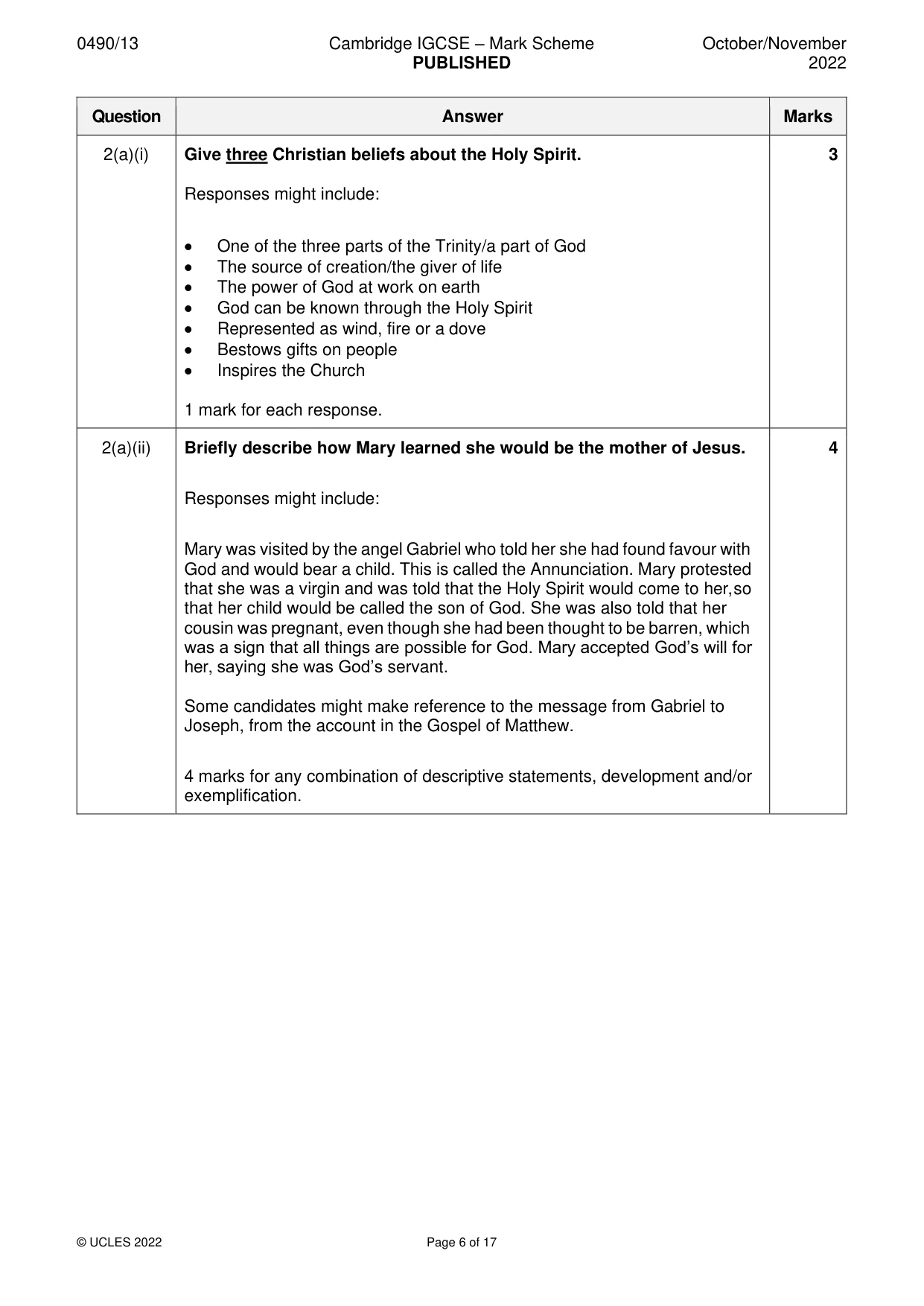 Mark scheme, page 6 of 17