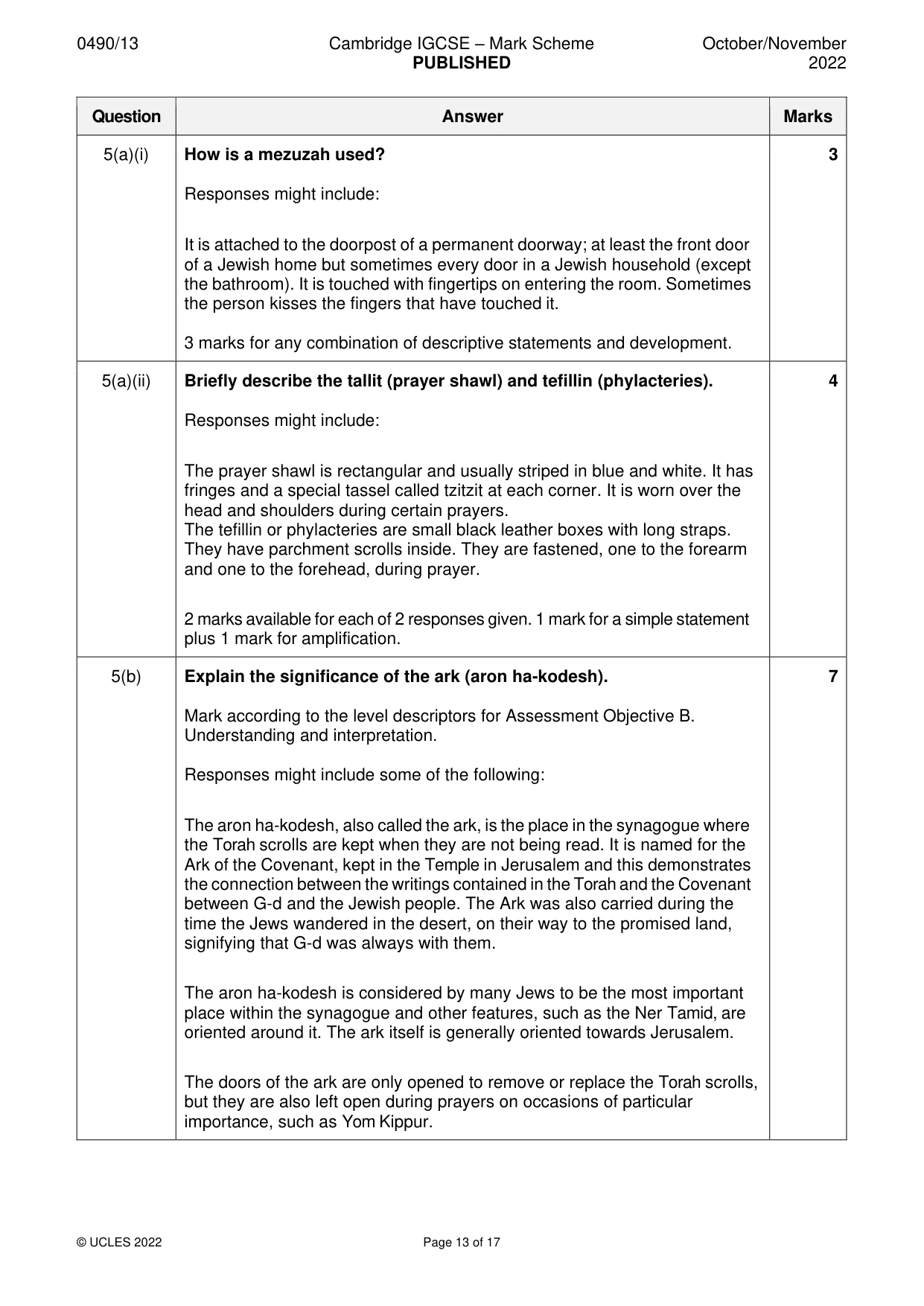 Mark scheme, page 13 of 17