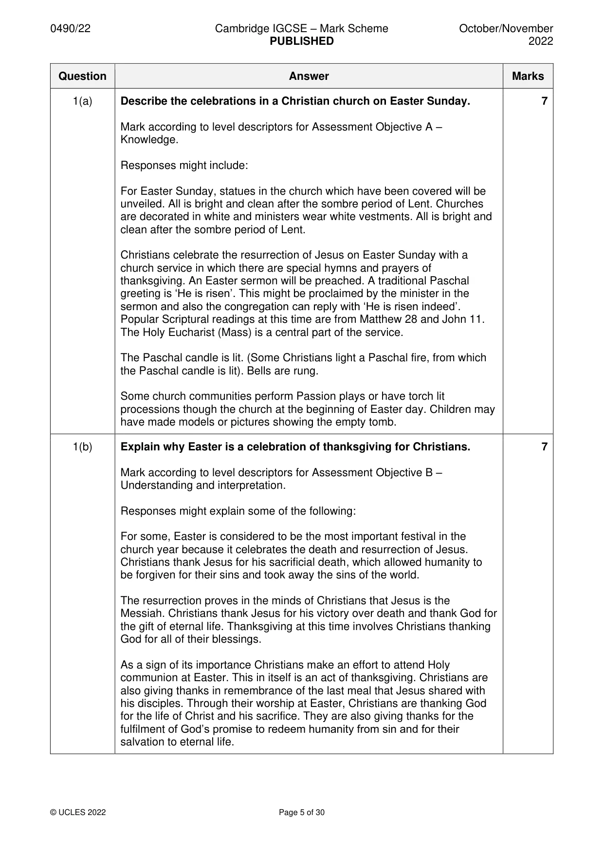 Mark scheme, page 5 of 30