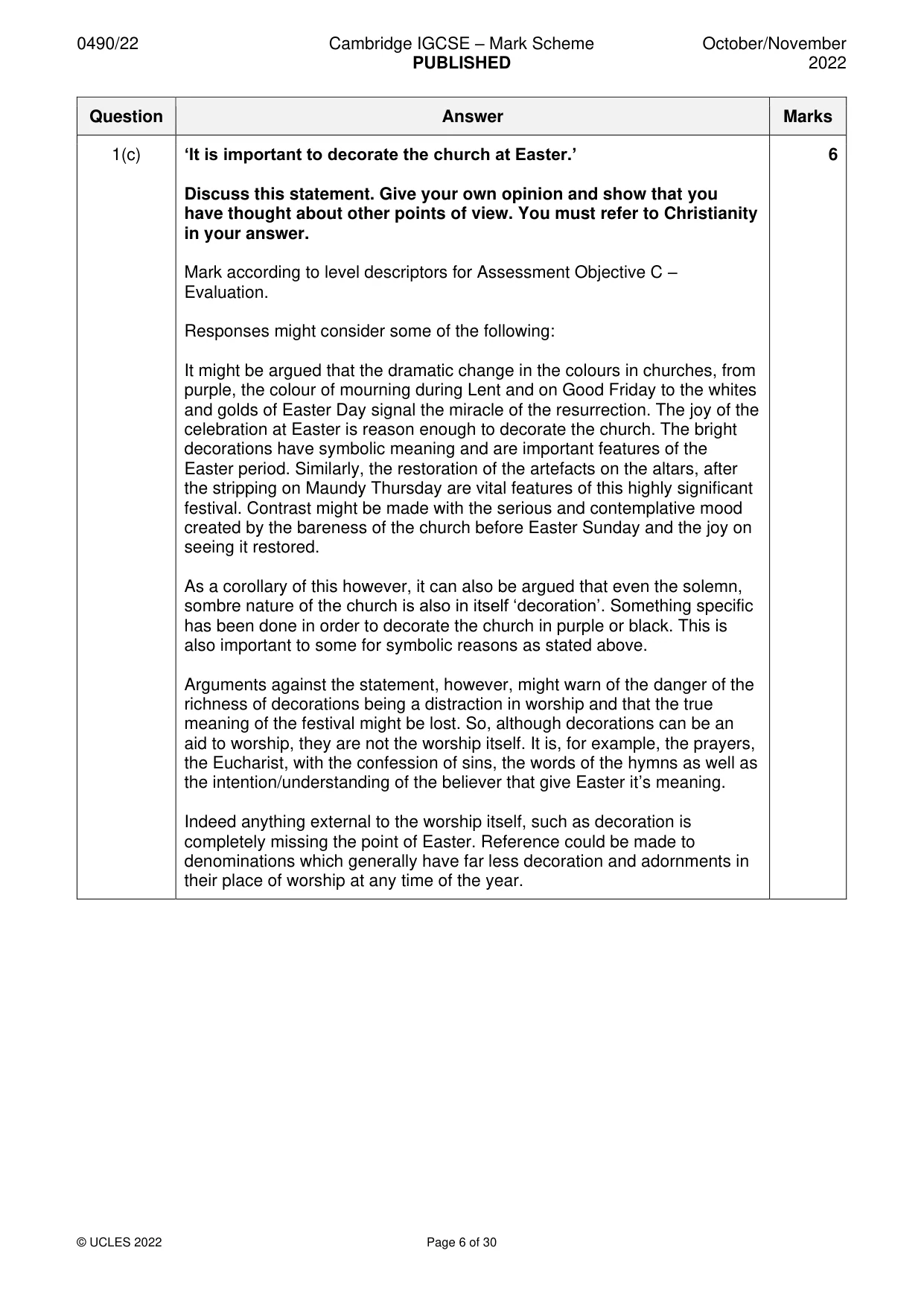 Mark scheme, page 6 of 30
