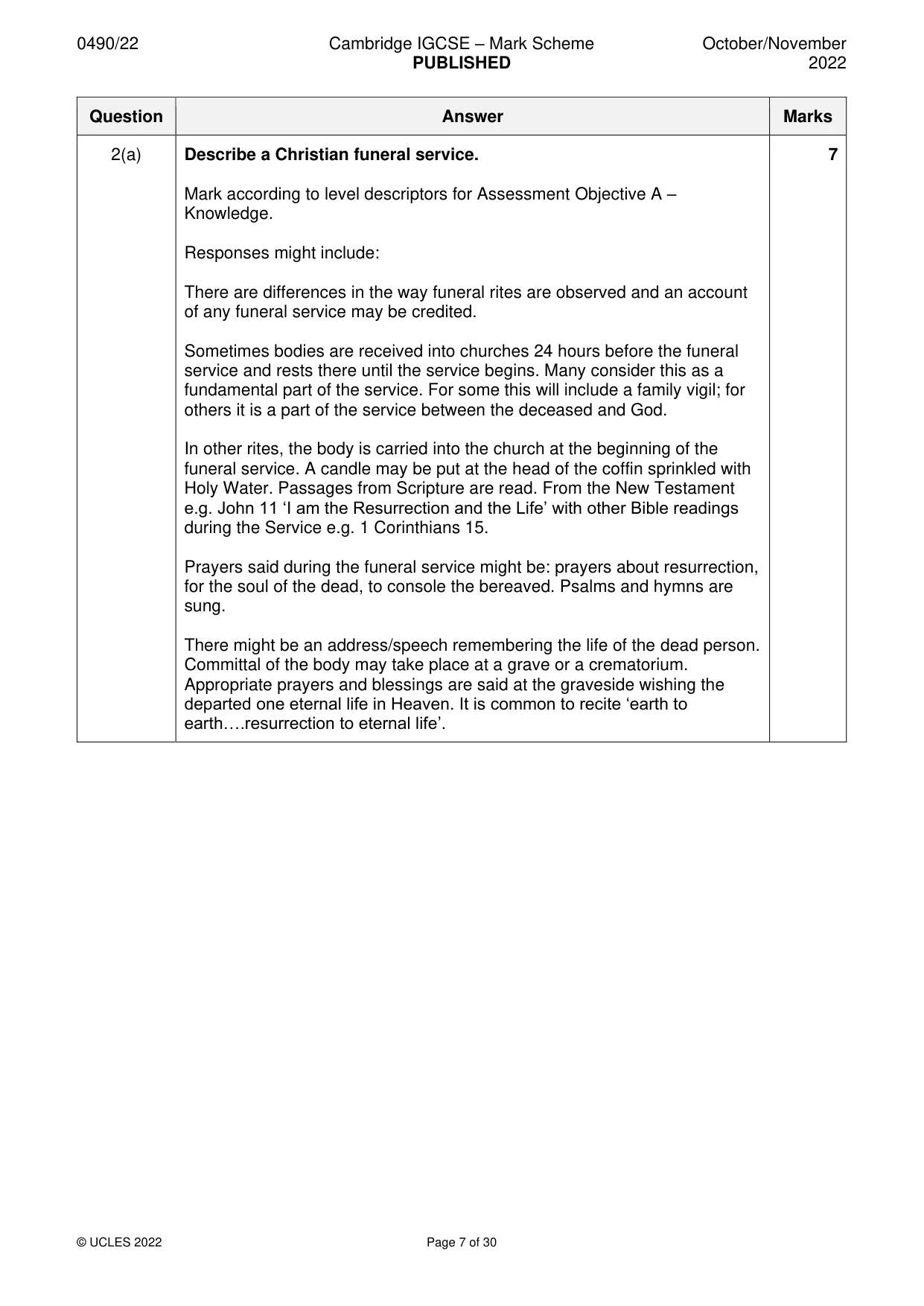 Mark scheme, page 7 of 30