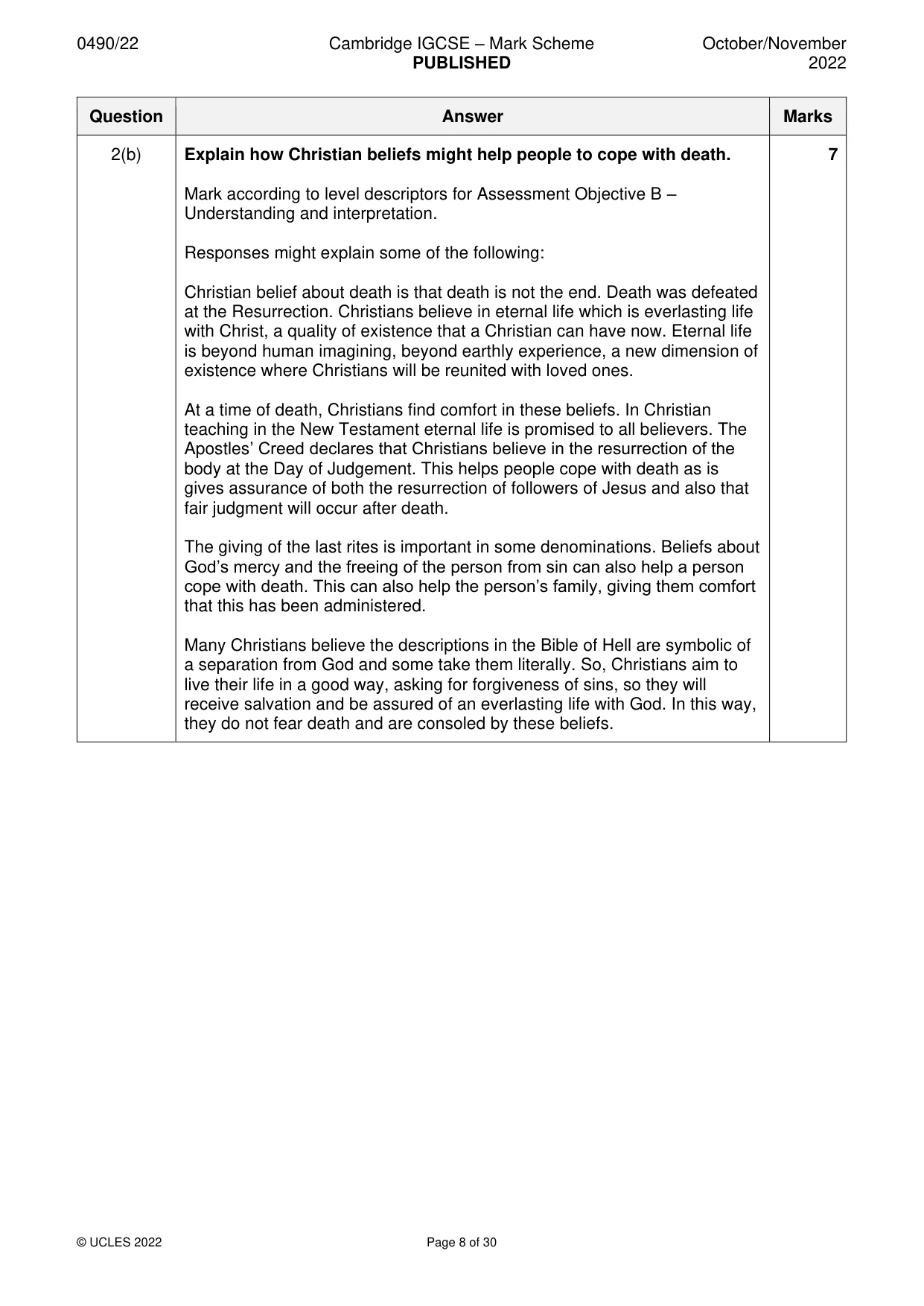 Mark scheme, page 8 of 30