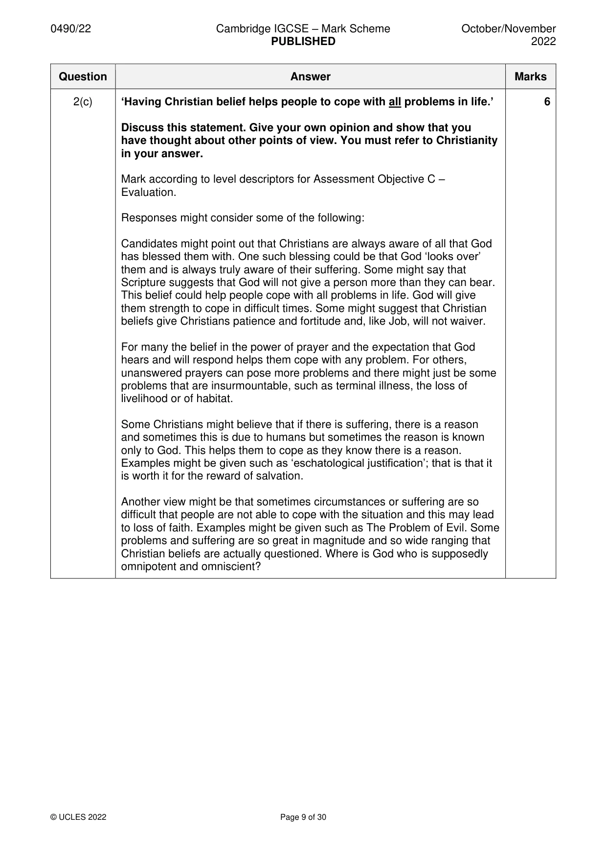 Mark scheme, page 9 of 30