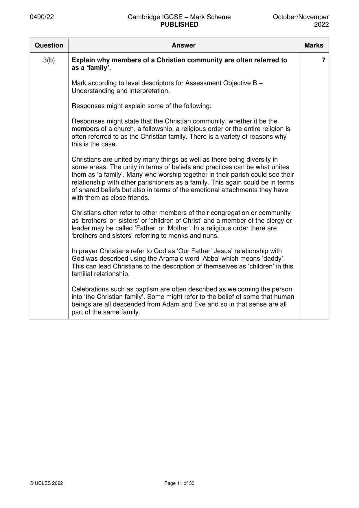 Mark scheme, page 11 of 30