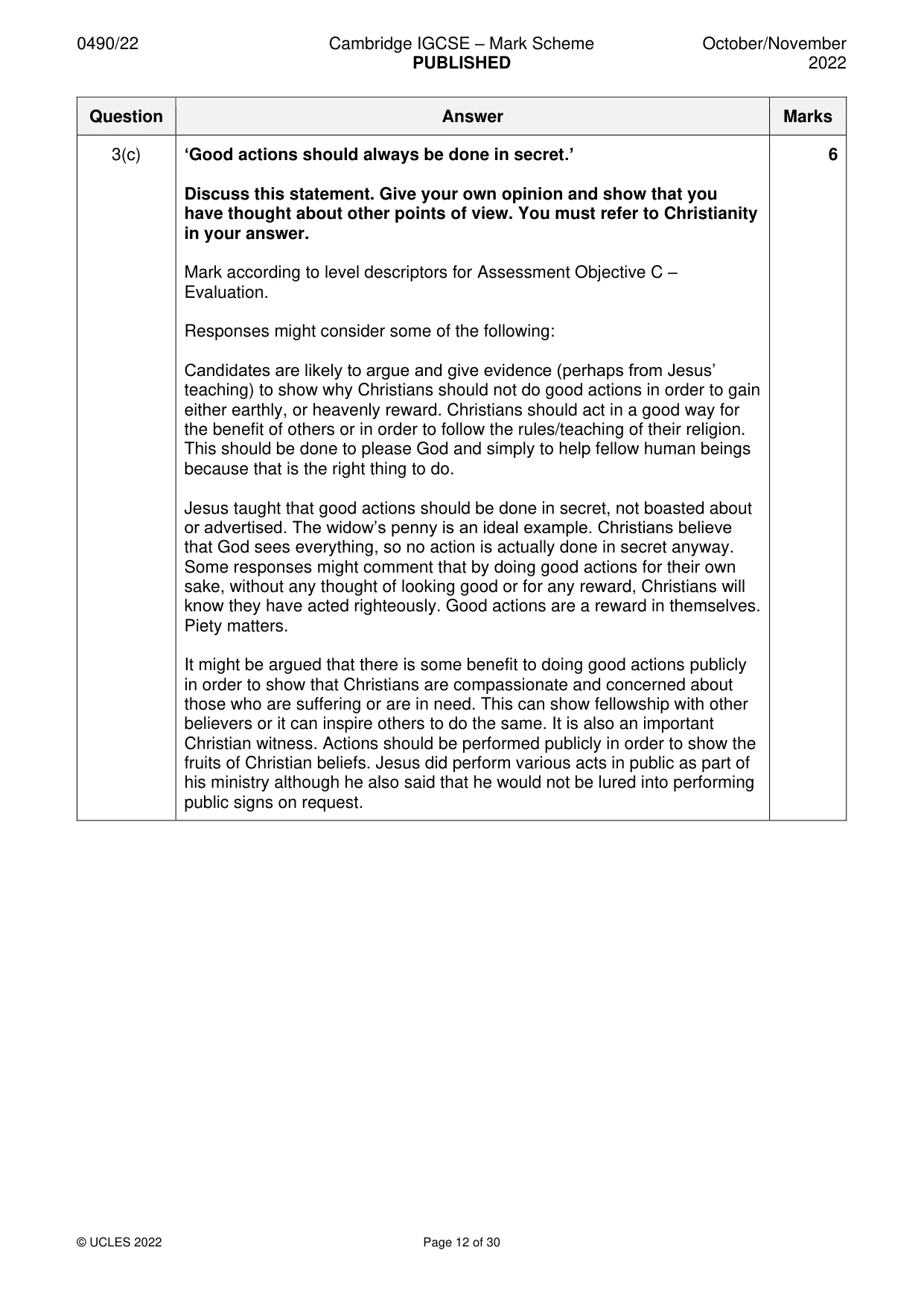 Mark scheme, page 12 of 30