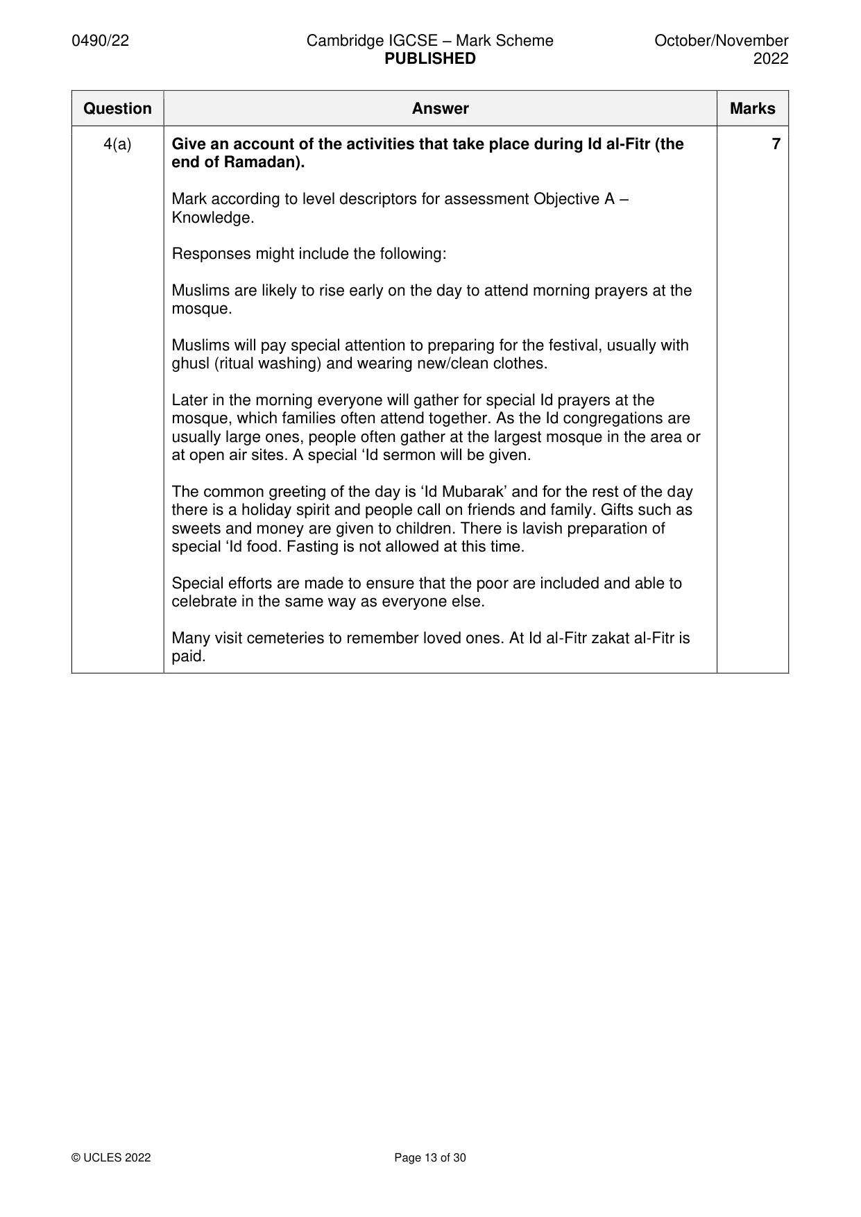 Mark scheme, page 13 of 30