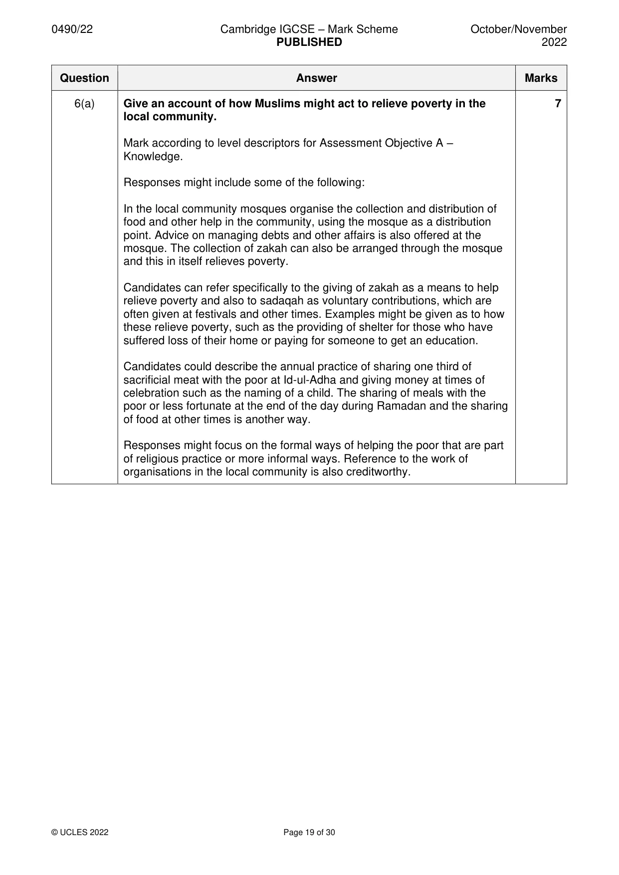 Mark scheme, page 19 of 30