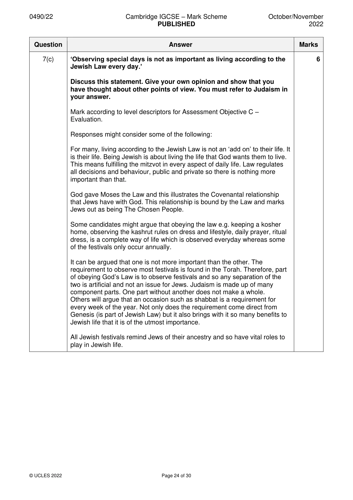 Mark scheme, page 24 of 30