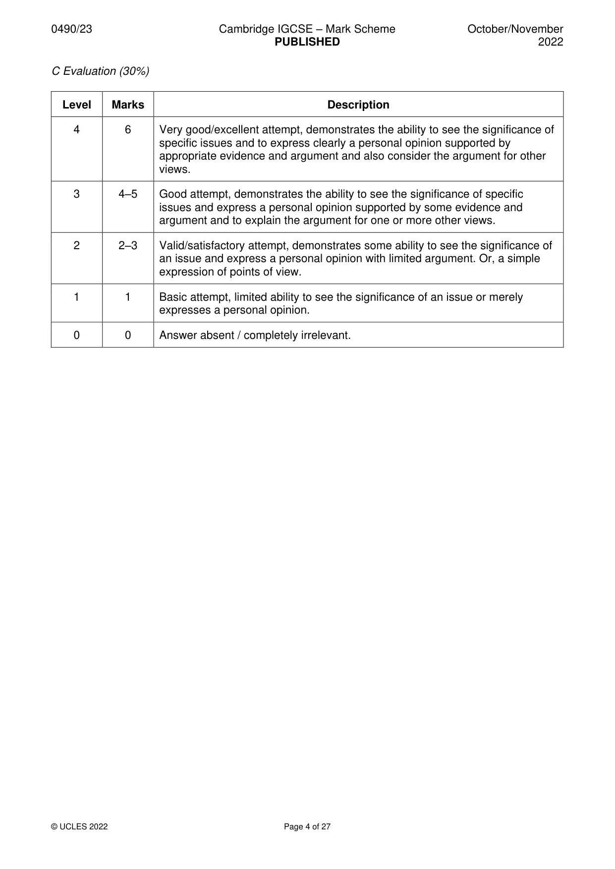 Mark scheme, page 4 of 27