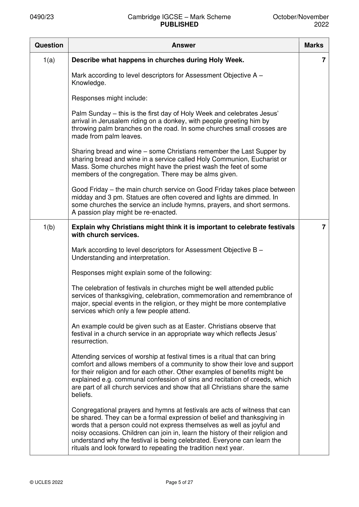 Mark scheme, page 5 of 27
