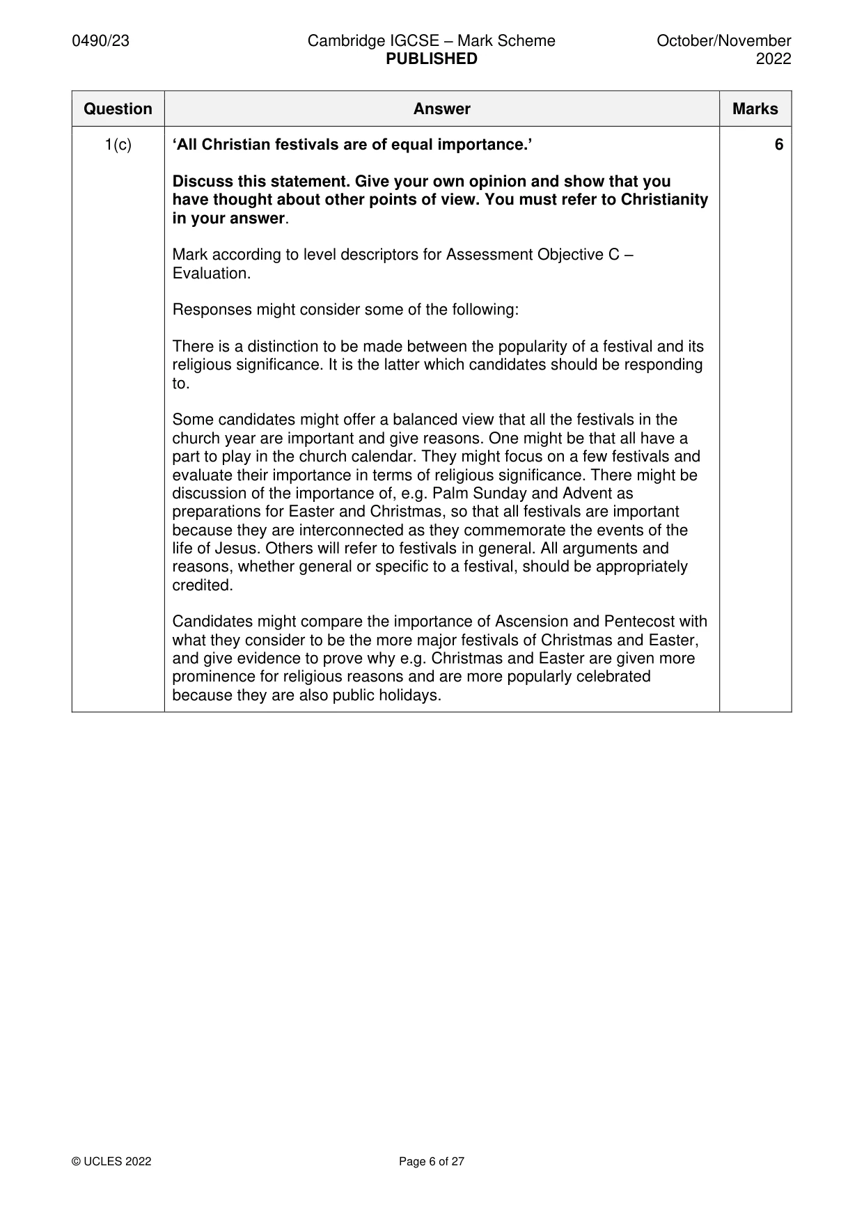Mark scheme, page 6 of 27