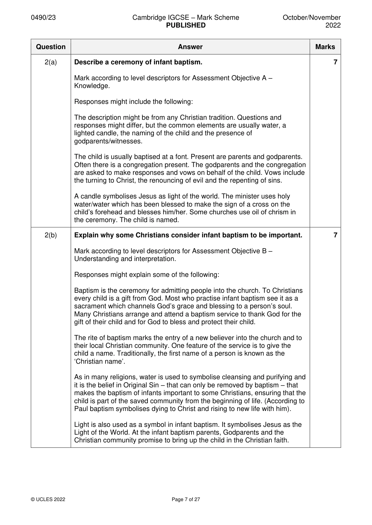 Mark scheme, page 7 of 27