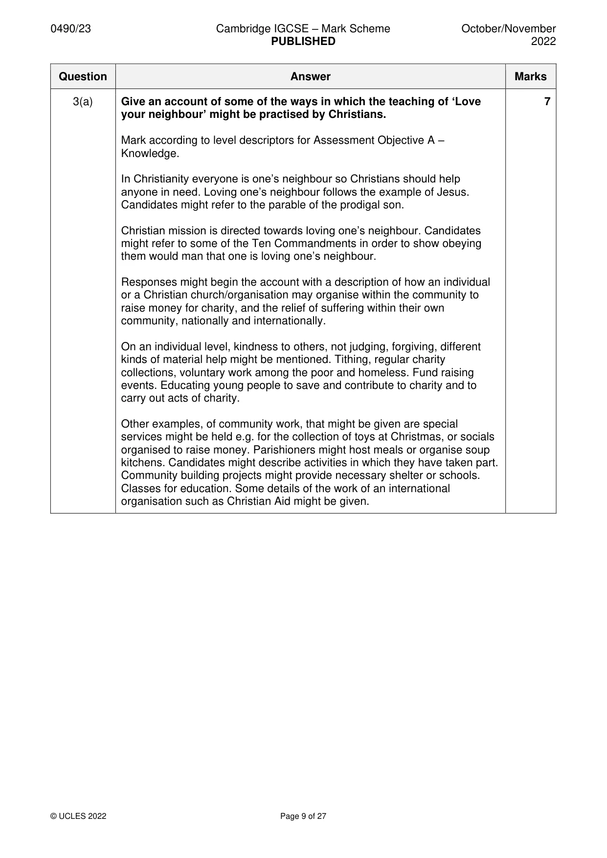 Mark scheme, page 9 of 27