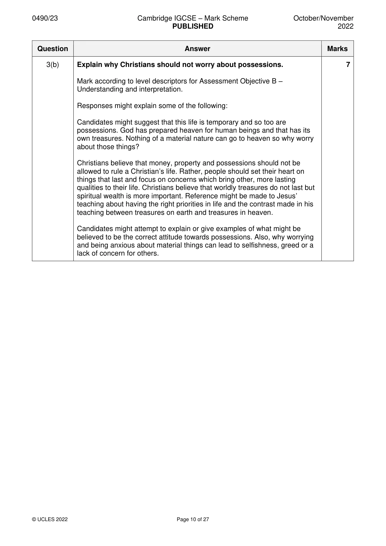Mark scheme, page 10 of 27