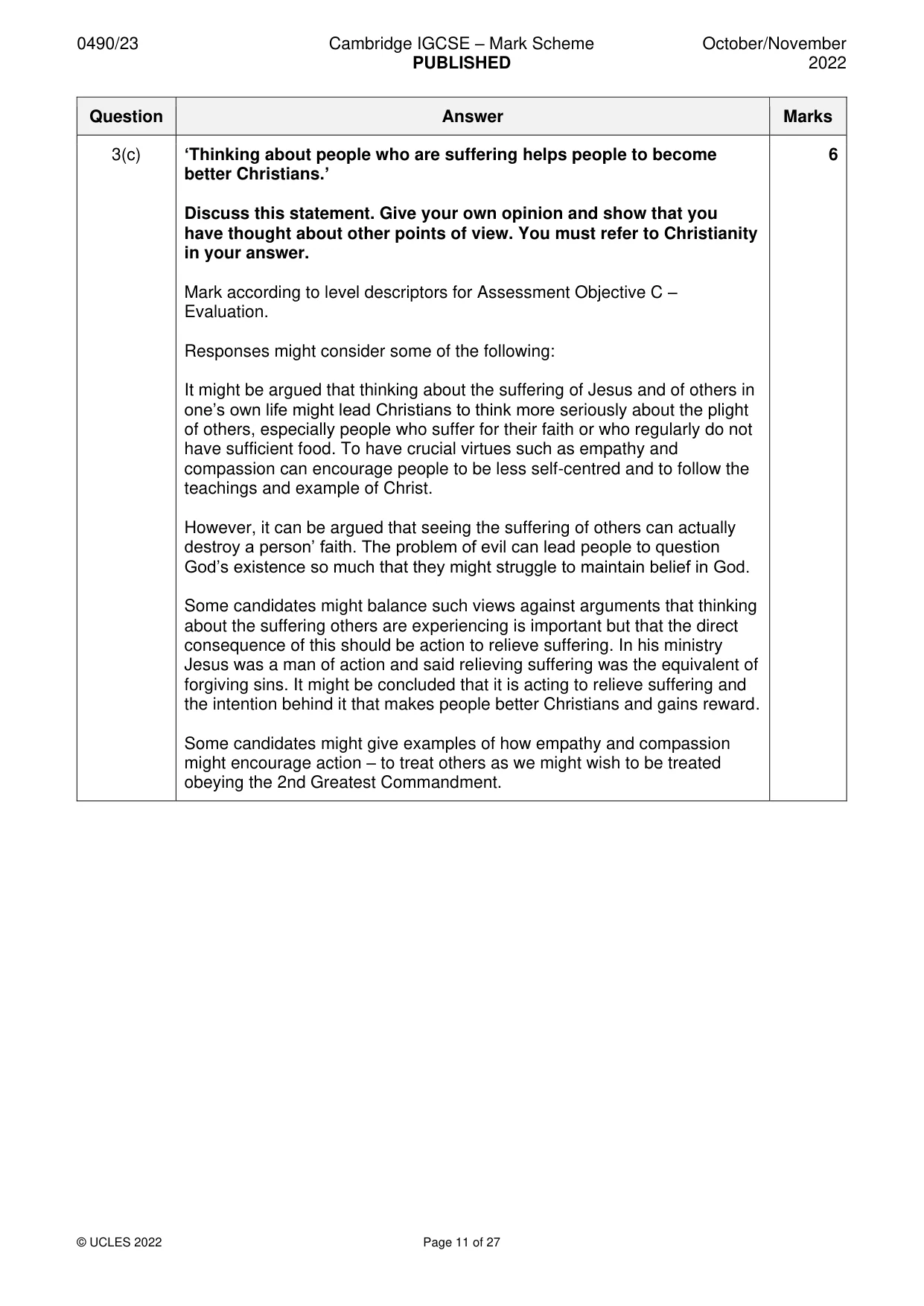 Mark scheme, page 11 of 27
