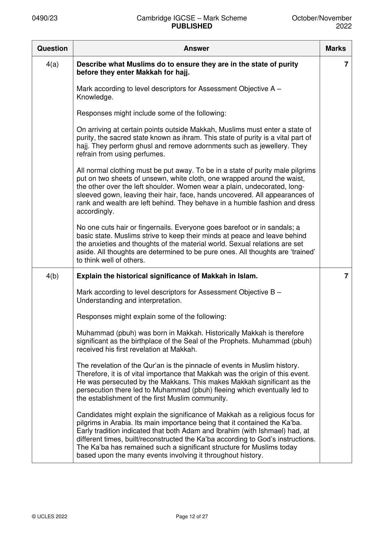 Mark scheme, page 12 of 27