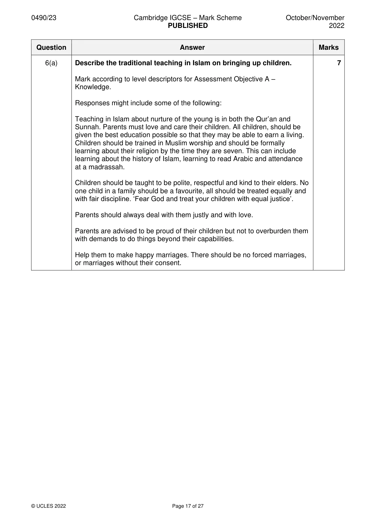 Mark scheme, page 17 of 27