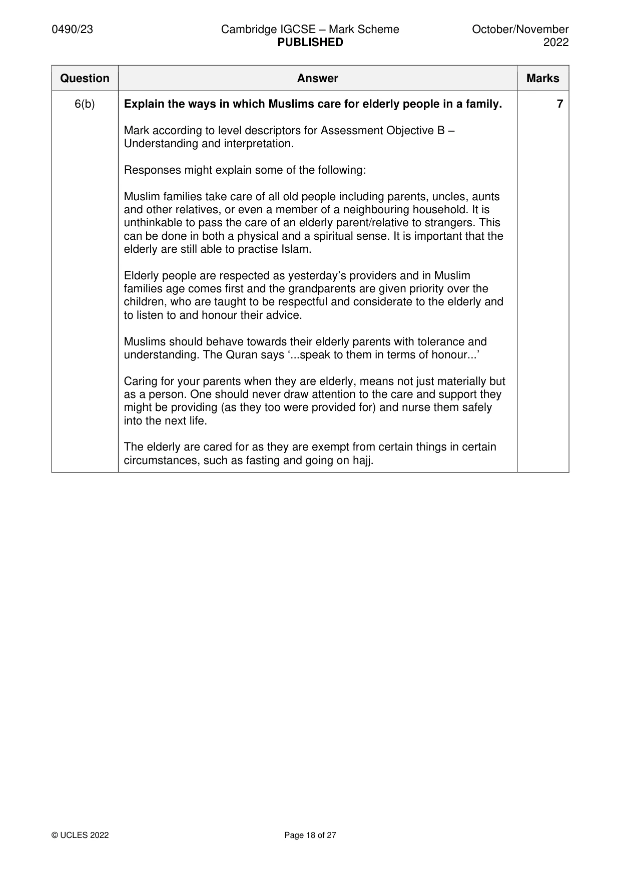 Mark scheme, page 18 of 27