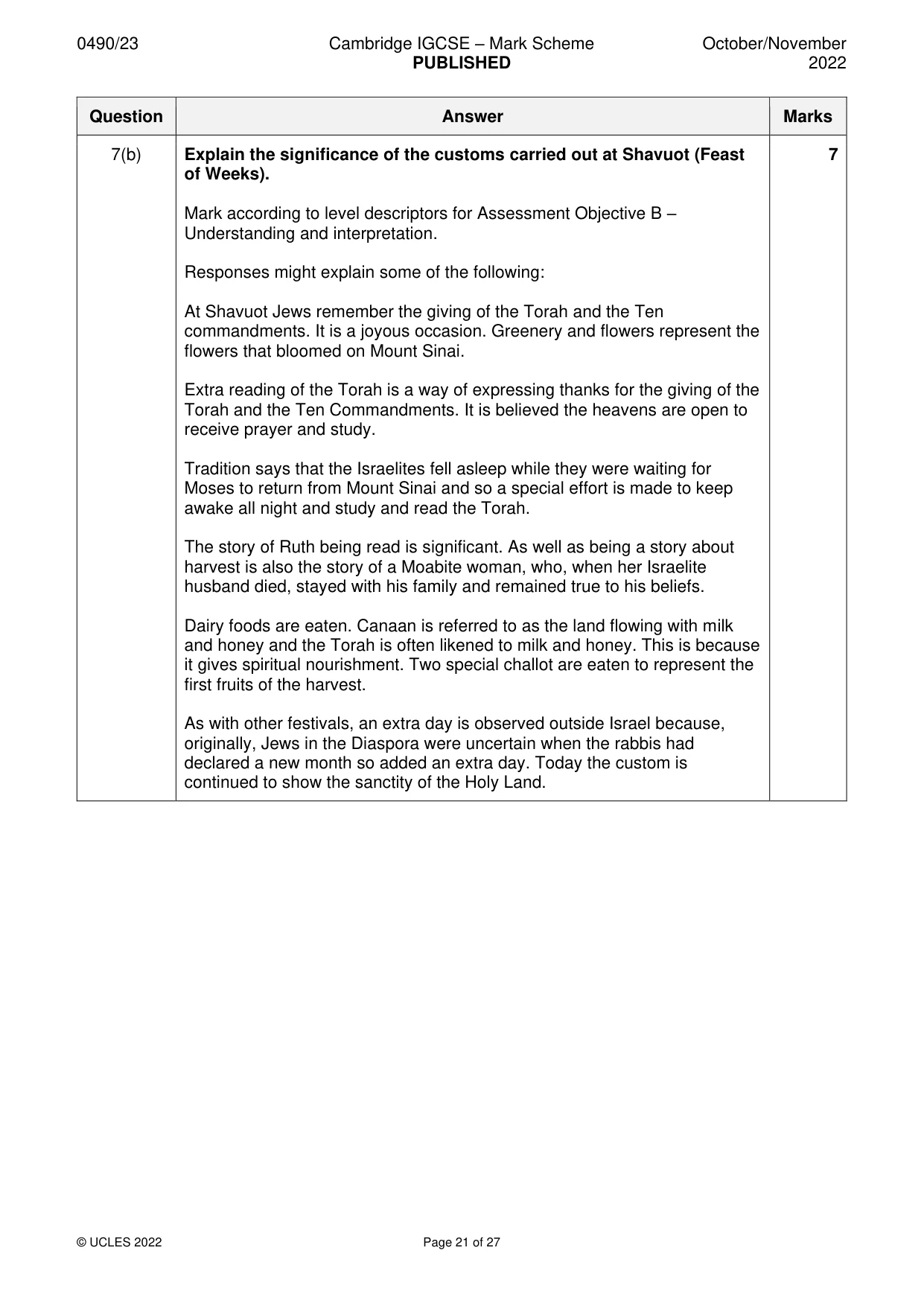 Mark scheme, page 21 of 27