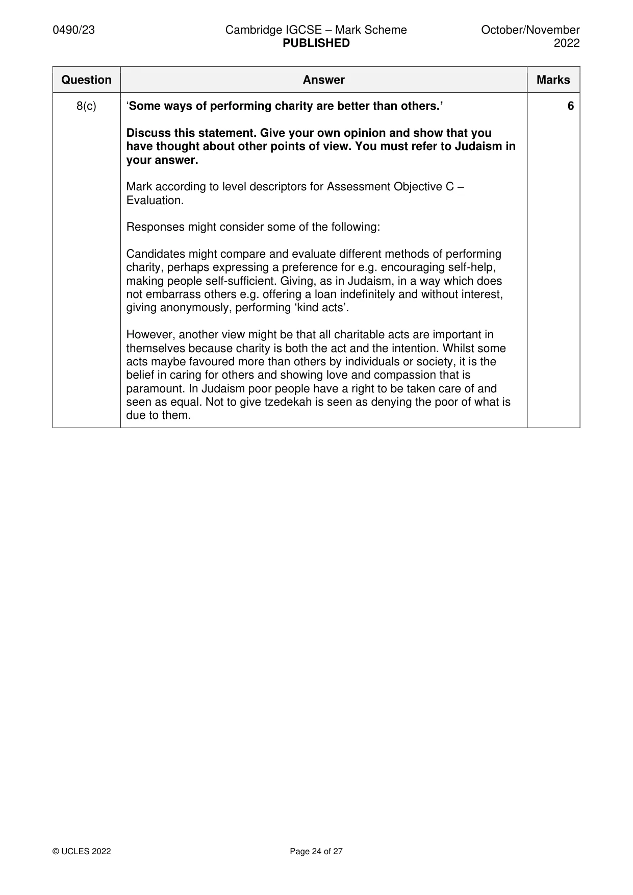 Mark scheme, page 24 of 27