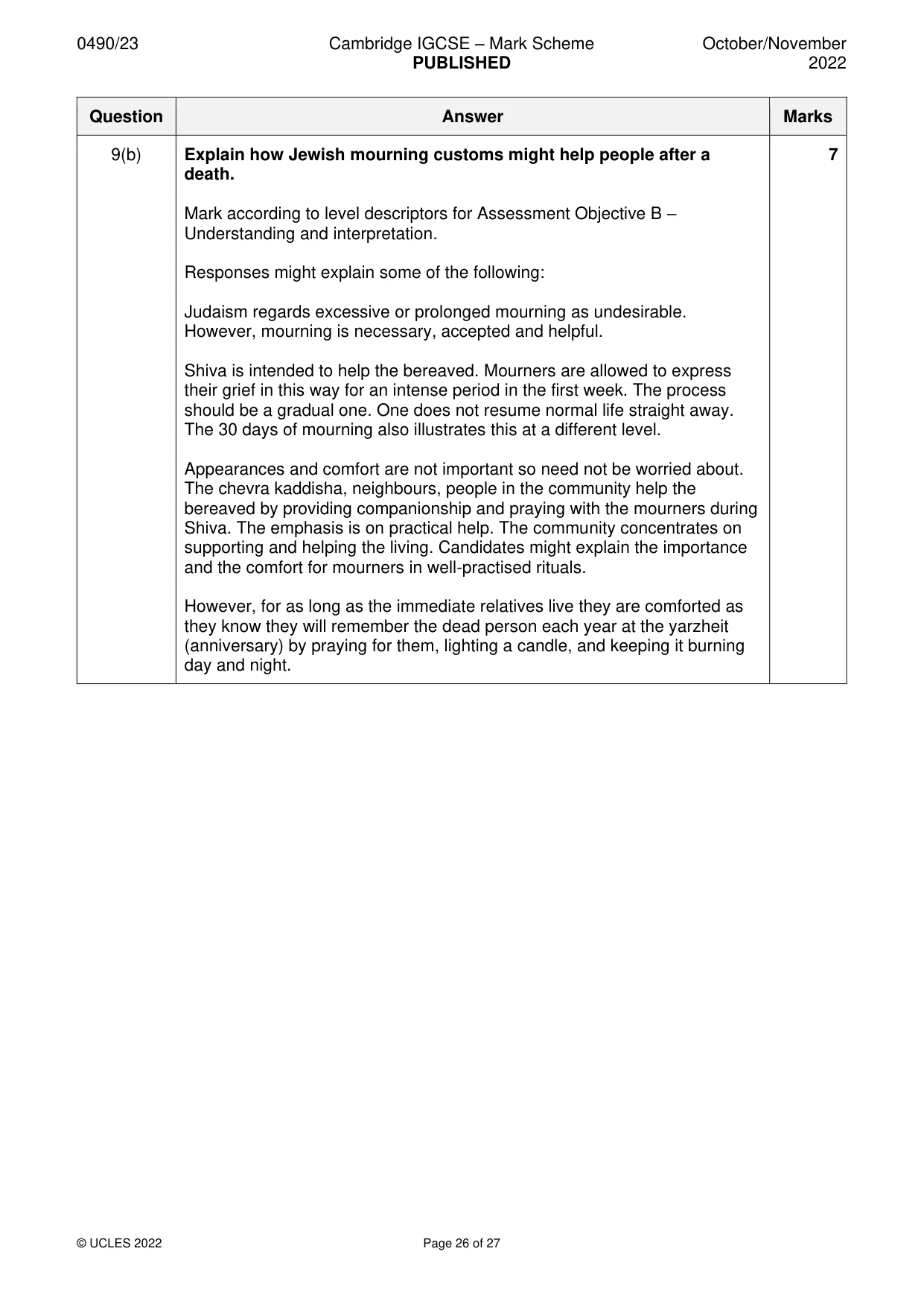 Mark scheme, page 26 of 27