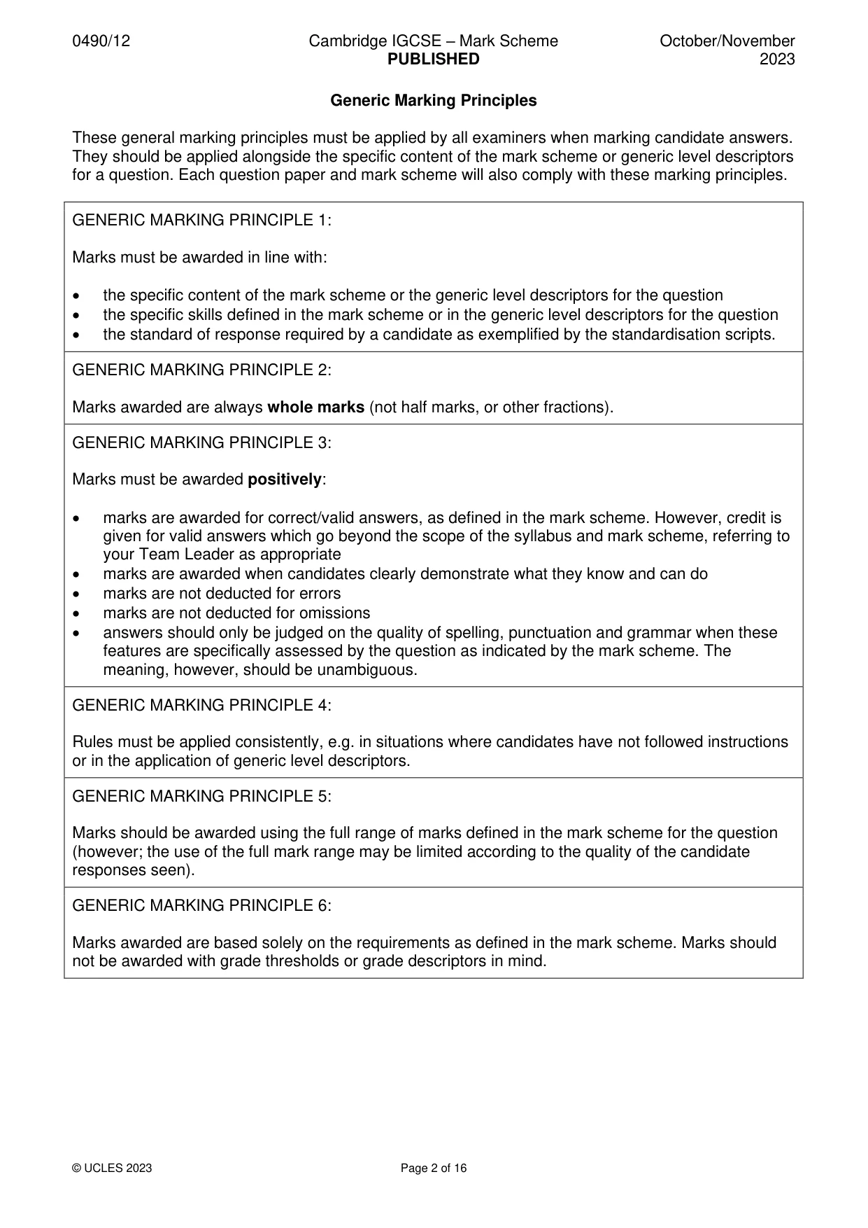Mark scheme, page 2 of 16