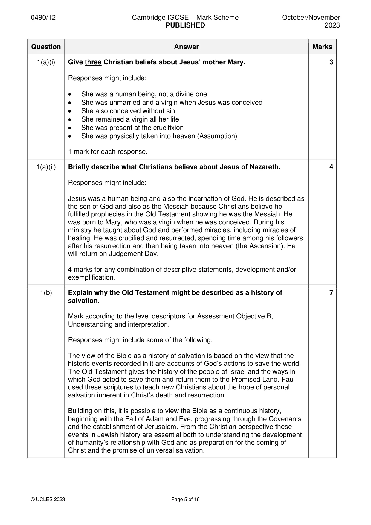 Mark scheme, page 5 of 16