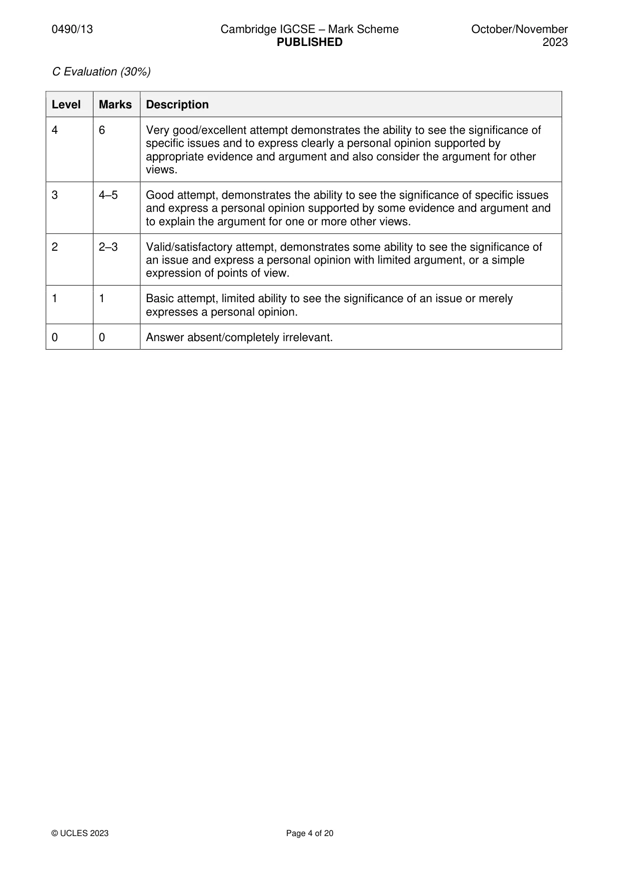 Mark scheme, page 4 of 20