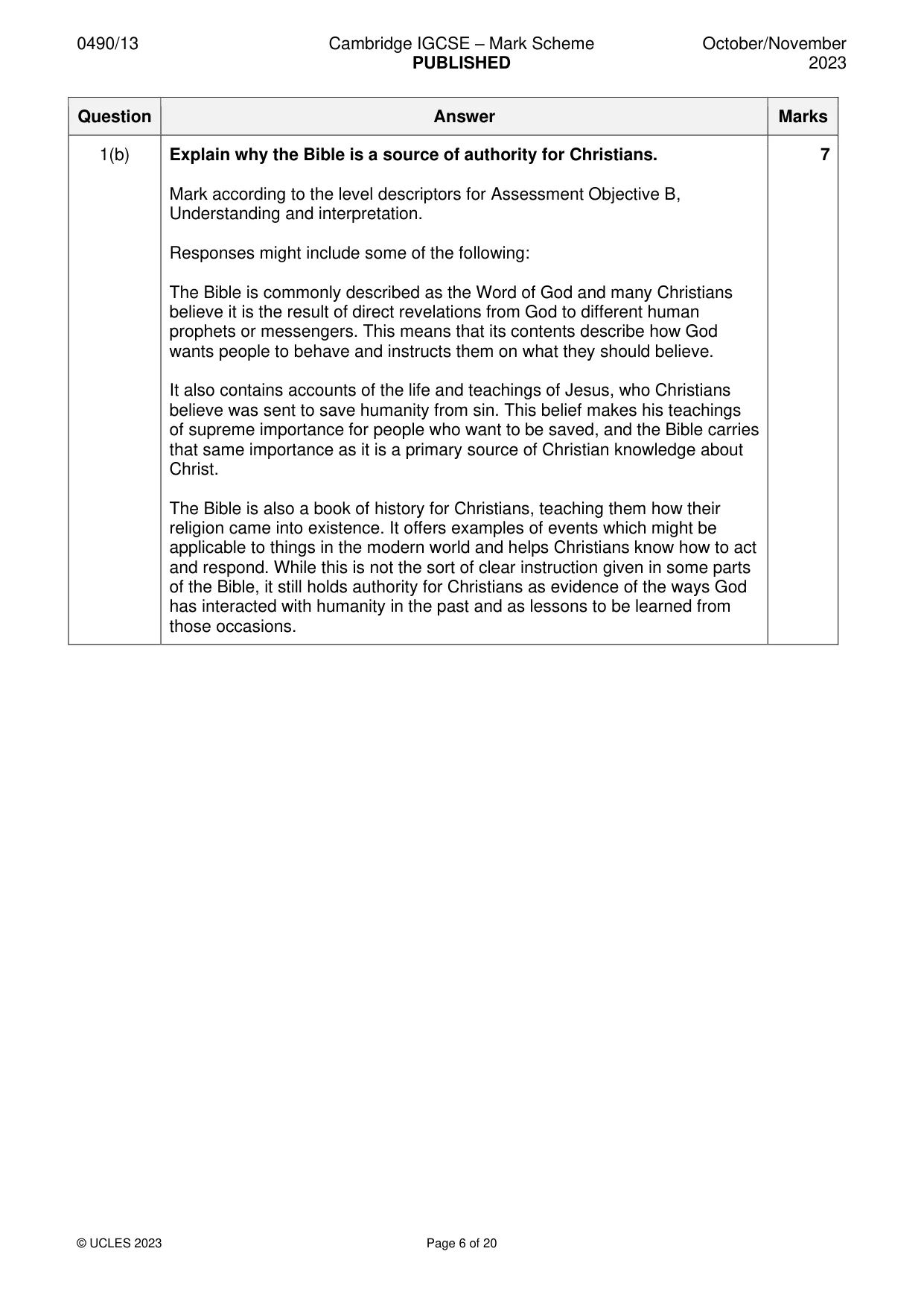 Mark scheme, page 6 of 20