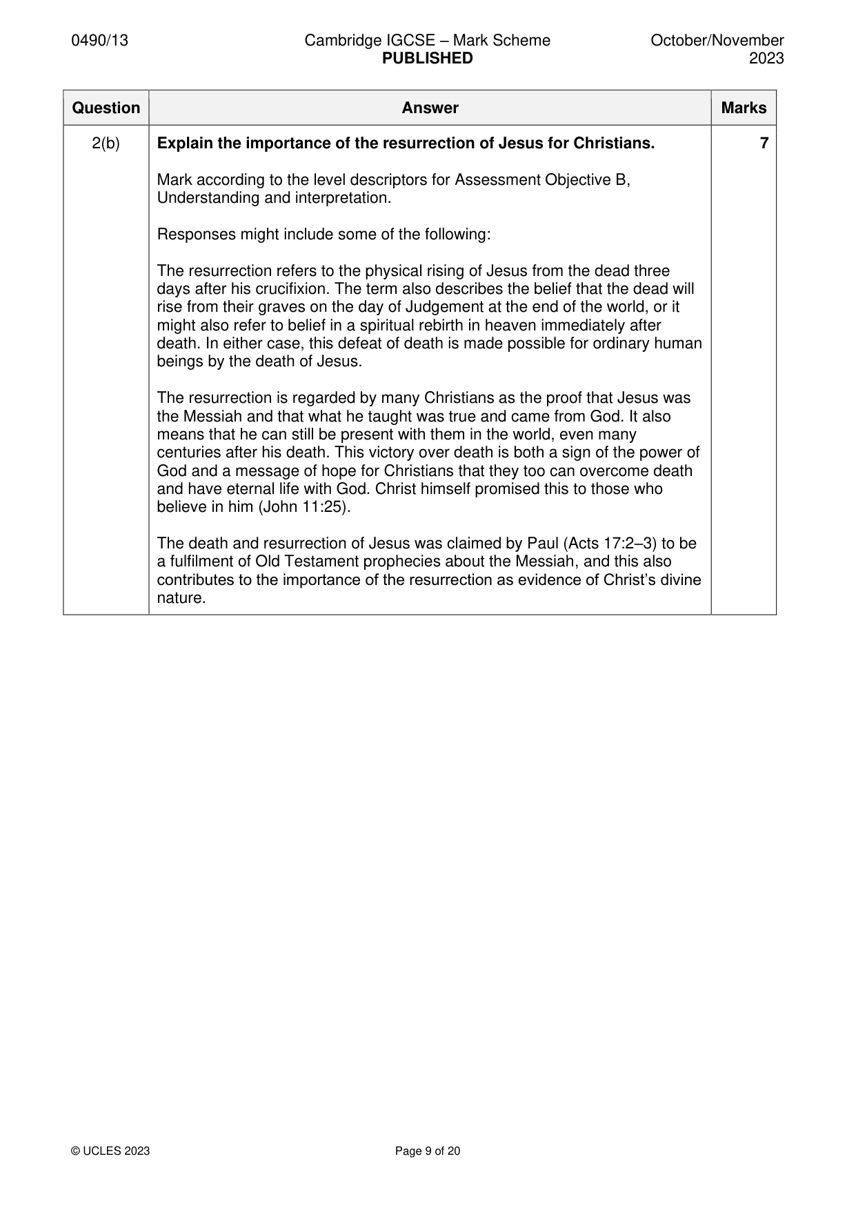 Mark scheme, page 9 of 20