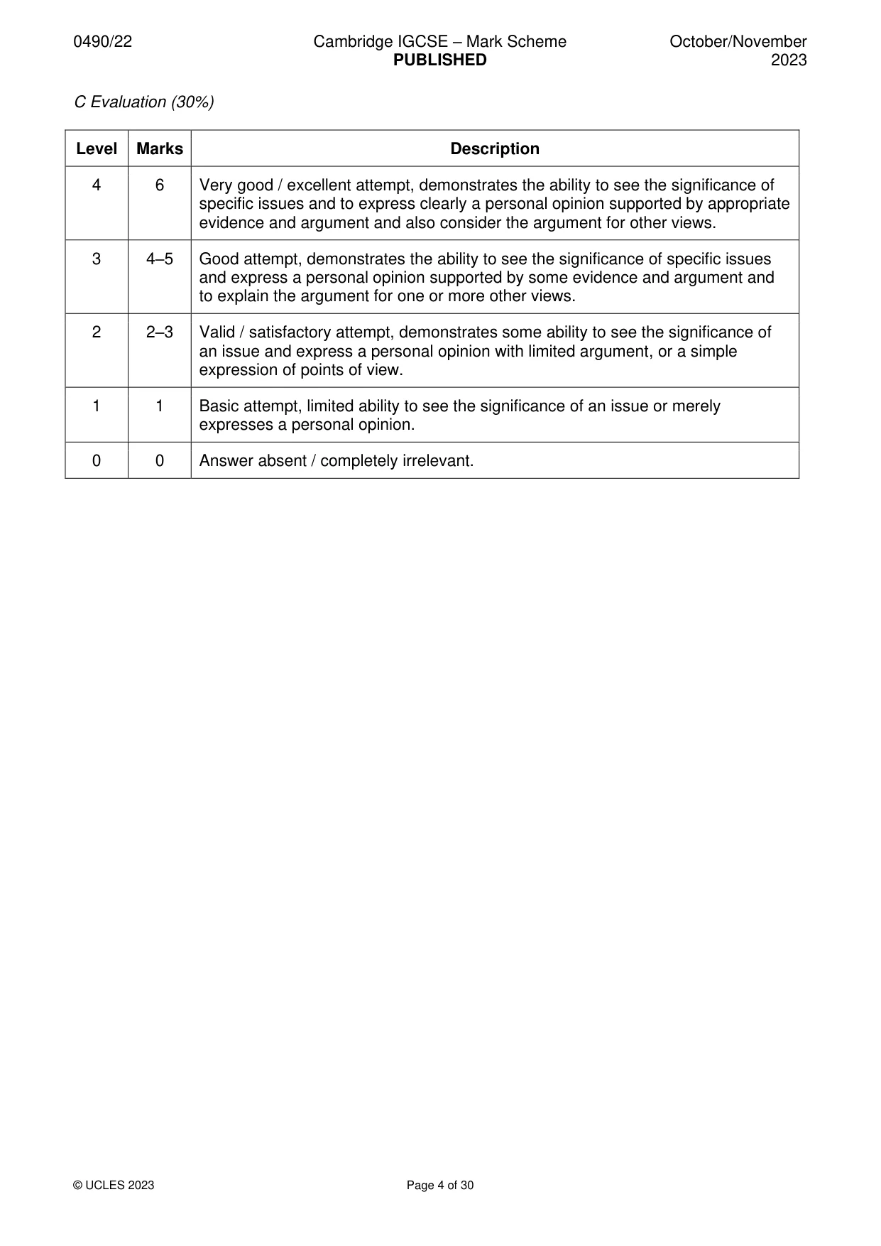 Mark scheme, page 4 of 30