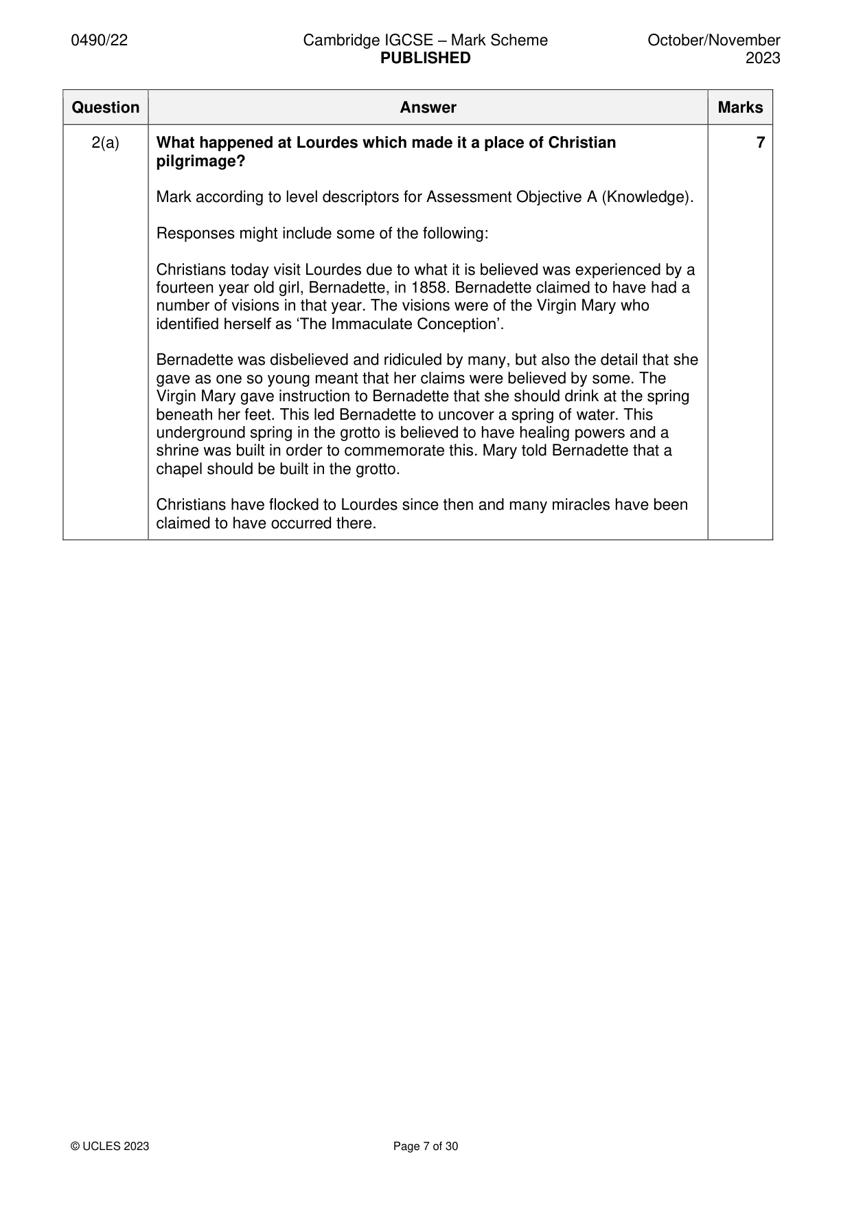 Mark scheme, page 7 of 30