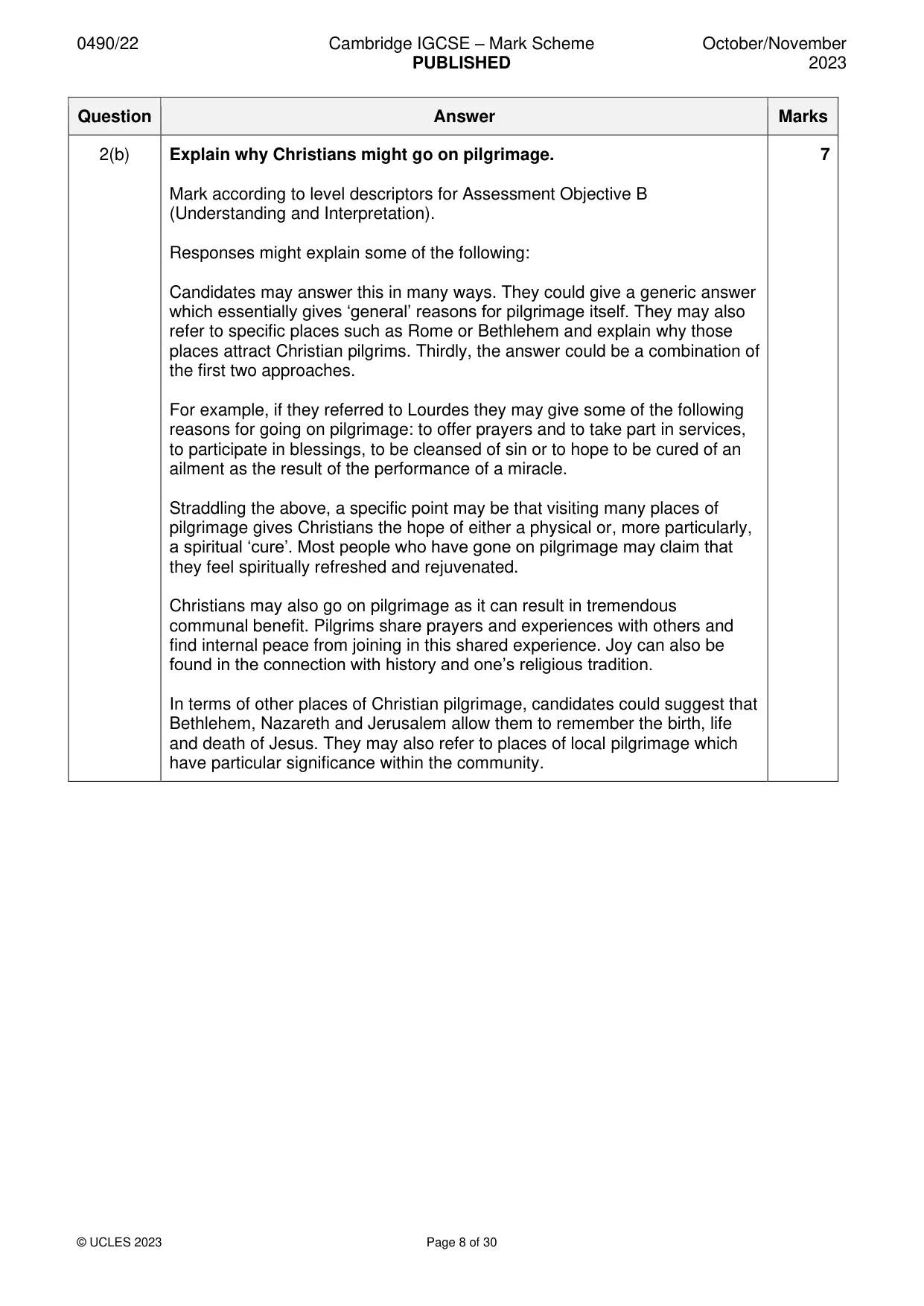Mark scheme, page 8 of 30