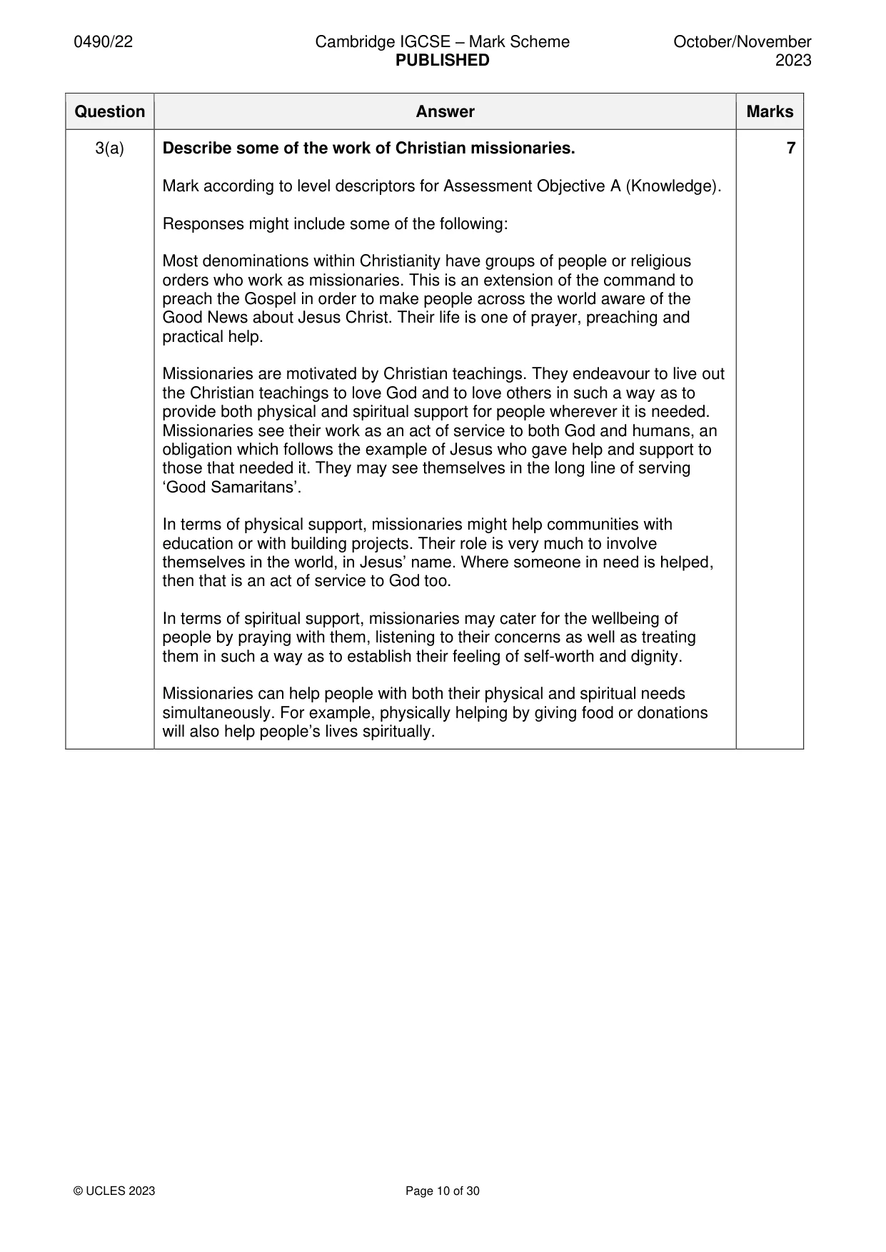 Mark scheme, page 10 of 30