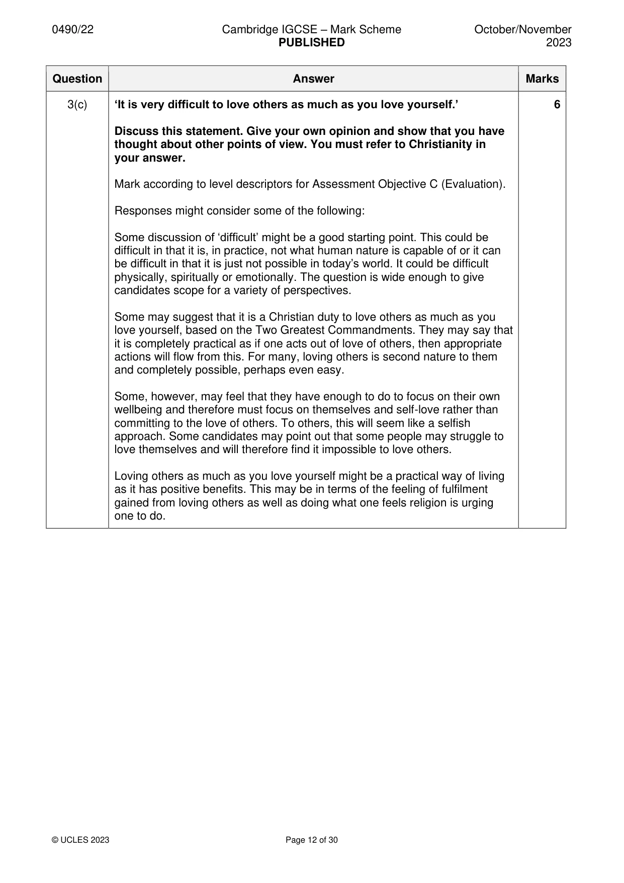 Mark scheme, page 12 of 30