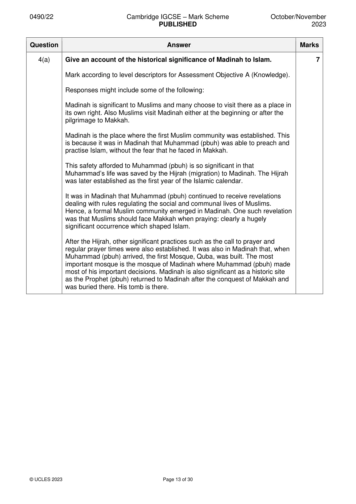 Mark scheme, page 13 of 30