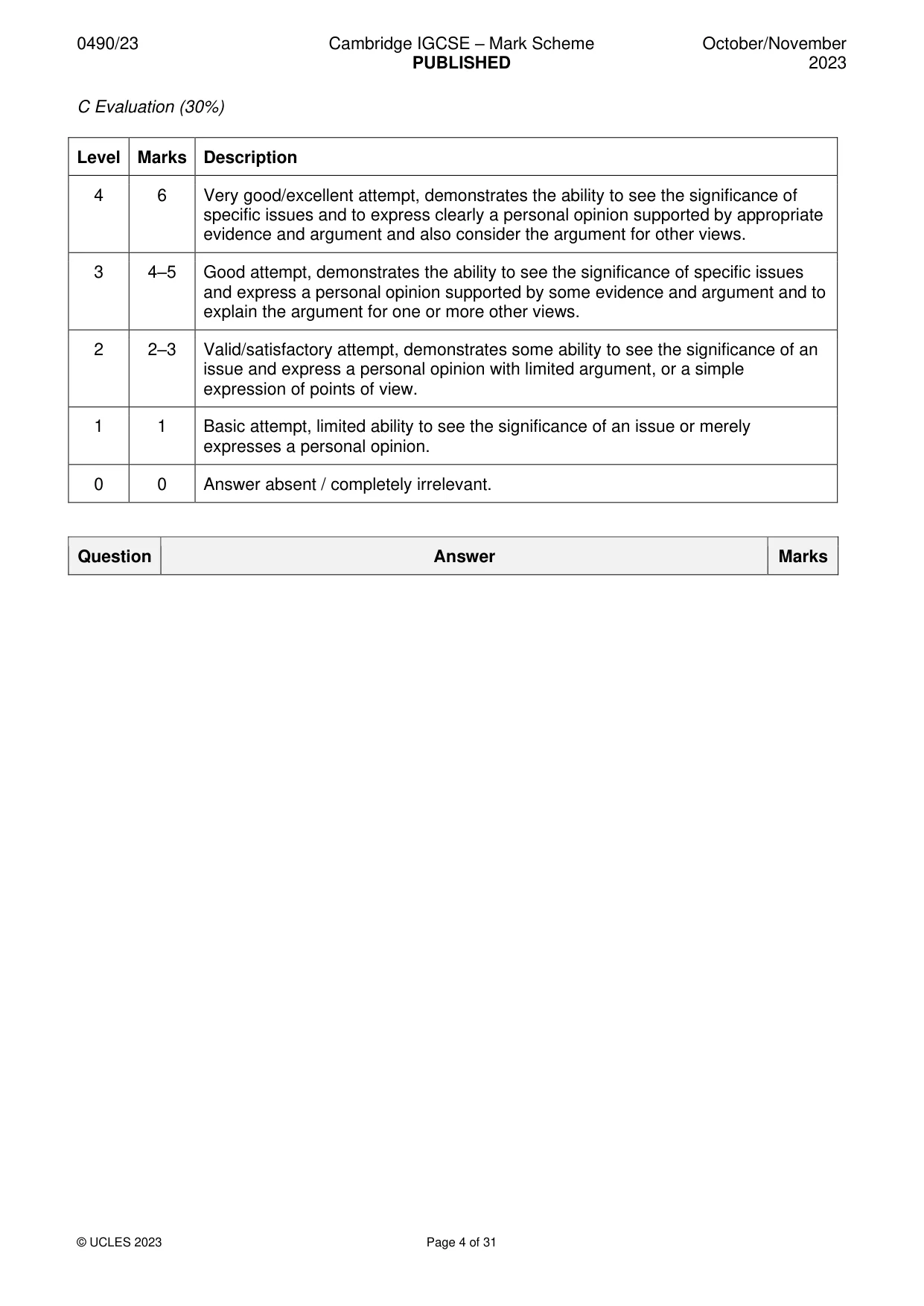 Mark scheme, page 4 of 31