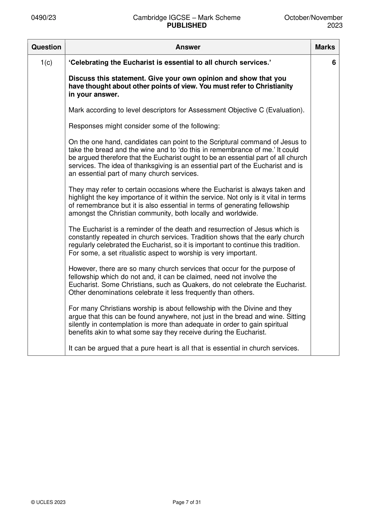 Mark scheme, page 7 of 31