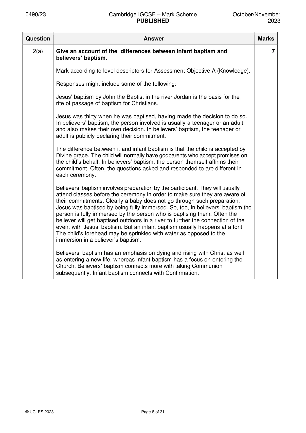 Mark scheme, page 8 of 31