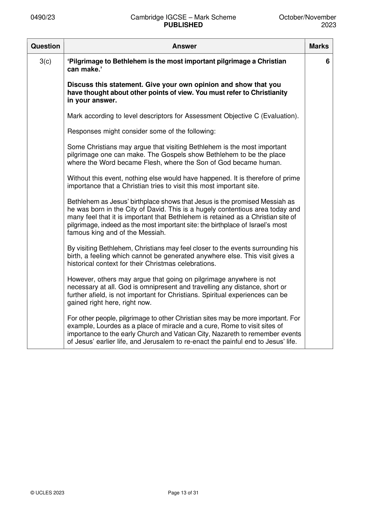 Mark scheme, page 13 of 31
