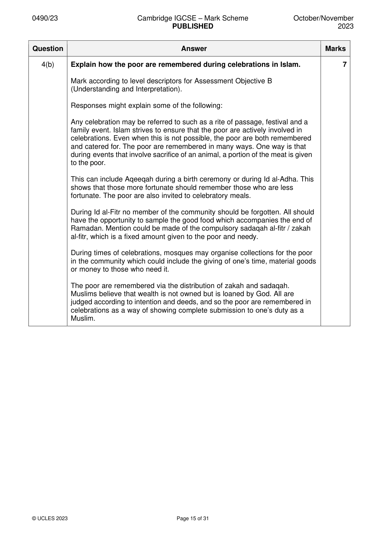 Mark scheme, page 15 of 31