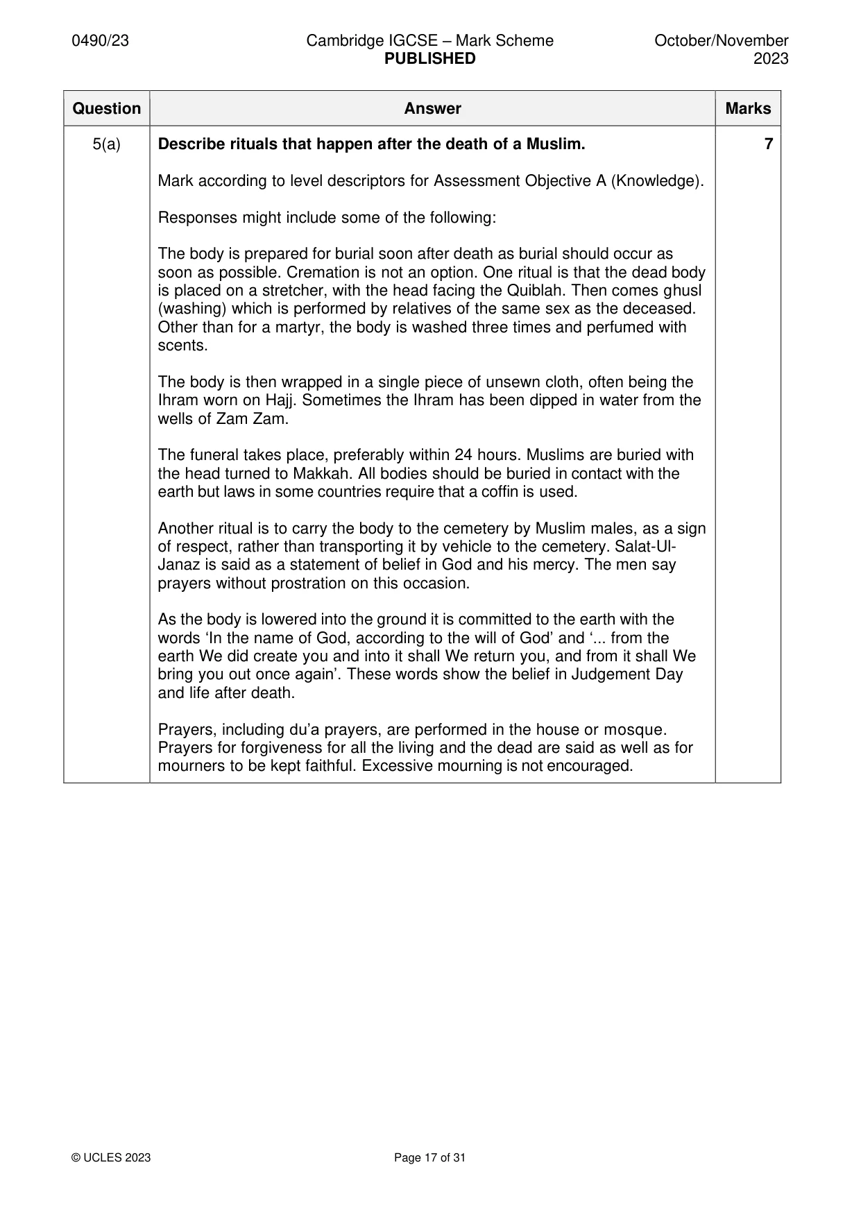 Mark scheme, page 17 of 31